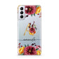 Autumn Watercolour Flowers with Initial Samsung S21 Plus Phone Case