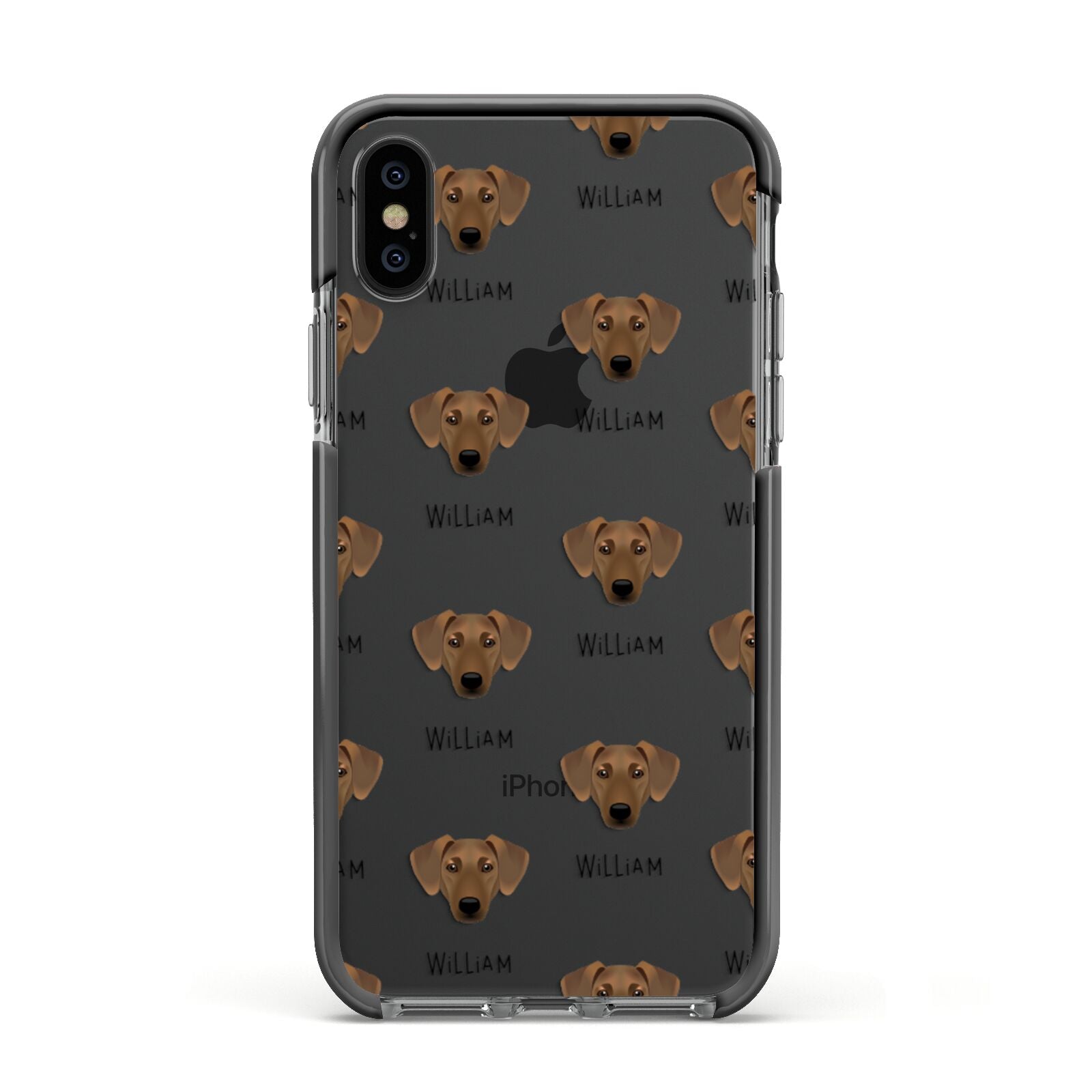 Azawakh Icon with Name Apple iPhone Xs Impact Case Black Edge on Black Phone