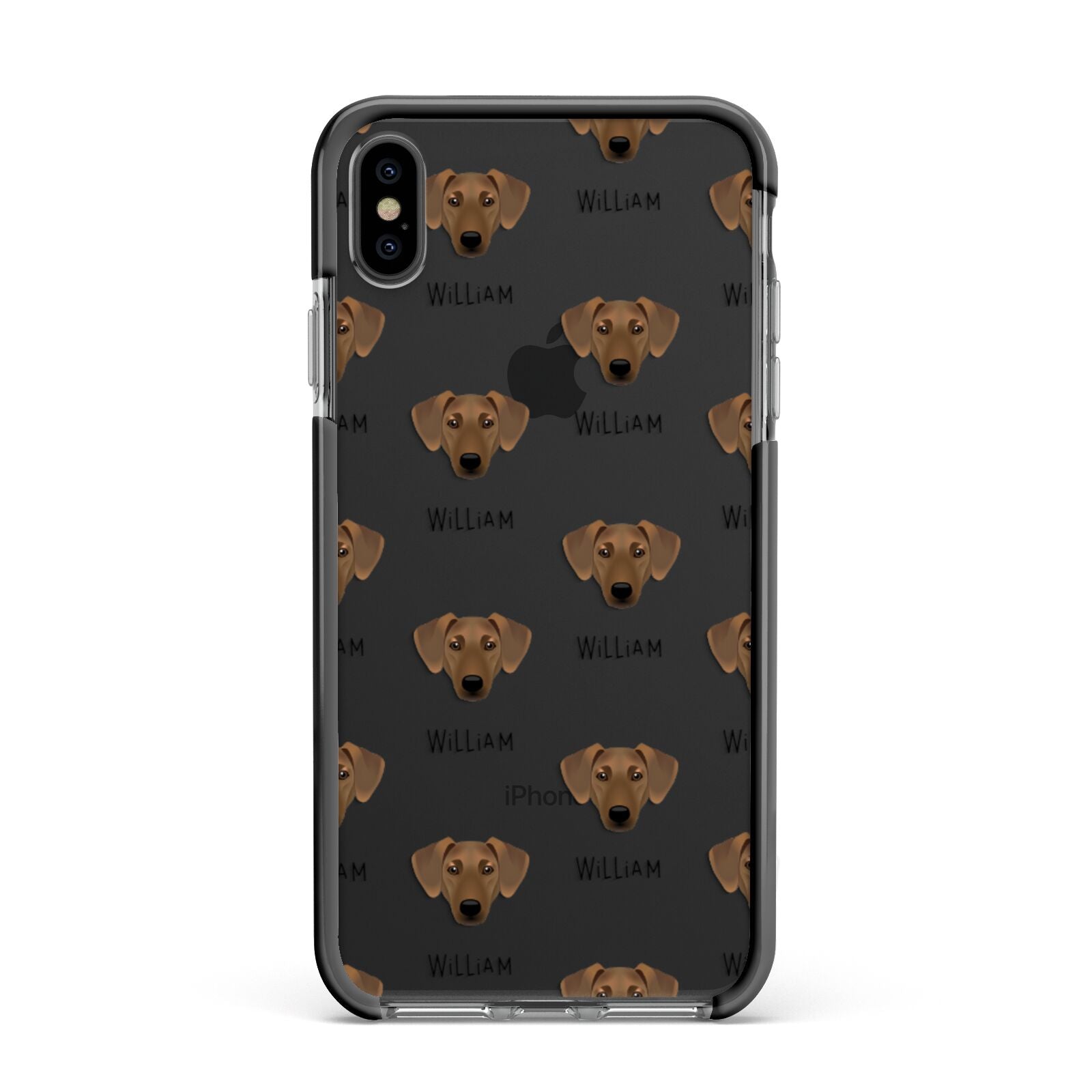 Azawakh Icon with Name Apple iPhone Xs Max Impact Case Black Edge on Black Phone