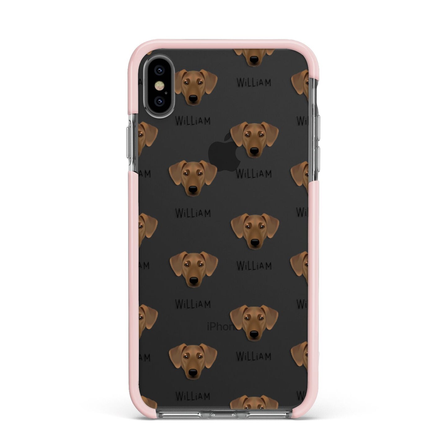 Azawakh Icon with Name Apple iPhone Xs Max Impact Case Pink Edge on Black Phone