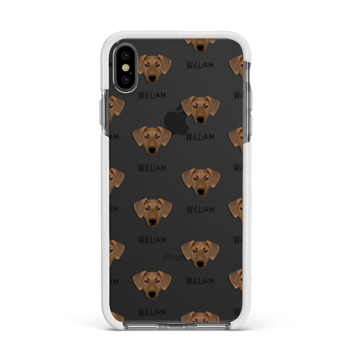 Azawakh Icon with Name Apple iPhone Xs Max Impact Case White Edge on Black Phone