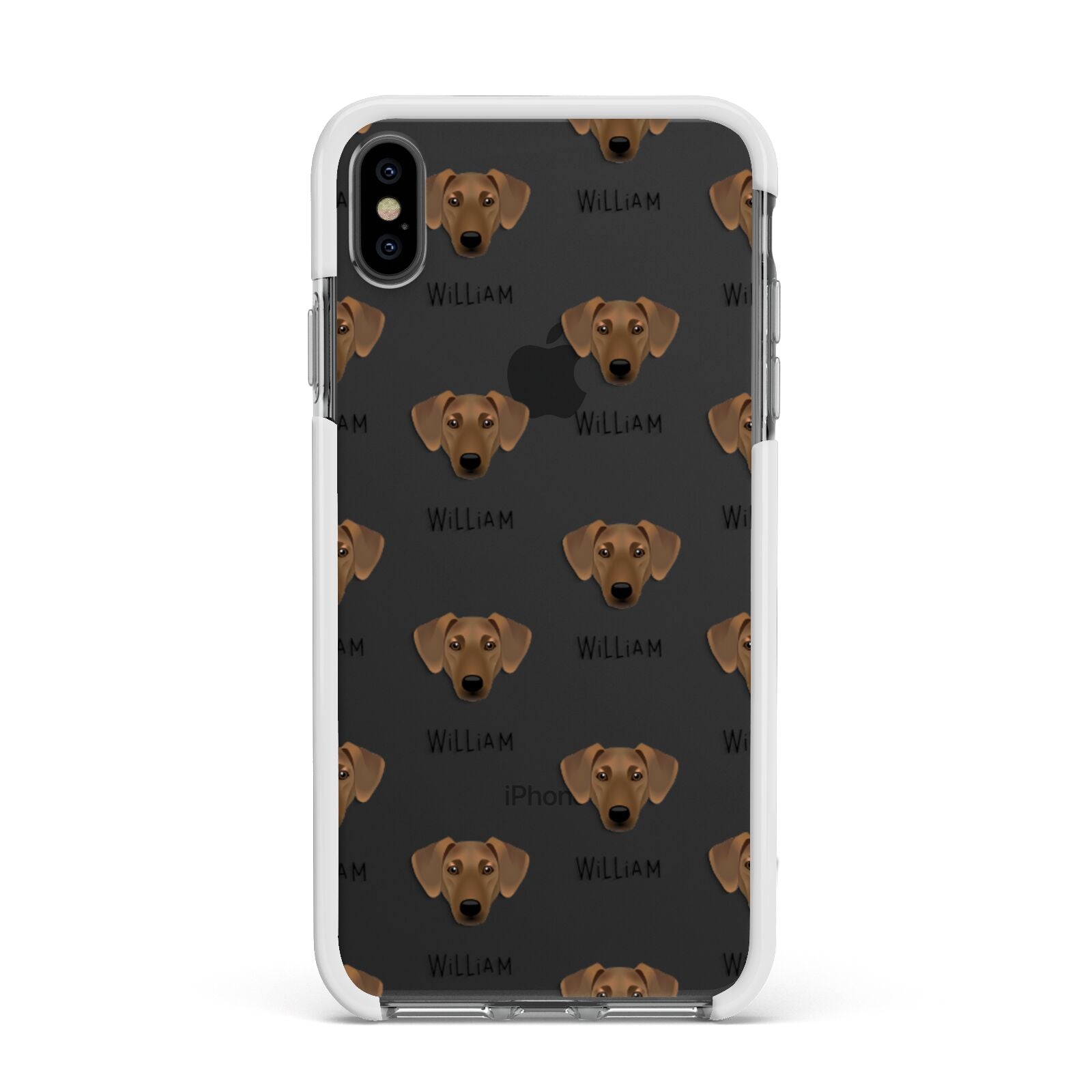 Azawakh Icon with Name Apple iPhone Xs Max Impact Case White Edge on Black Phone