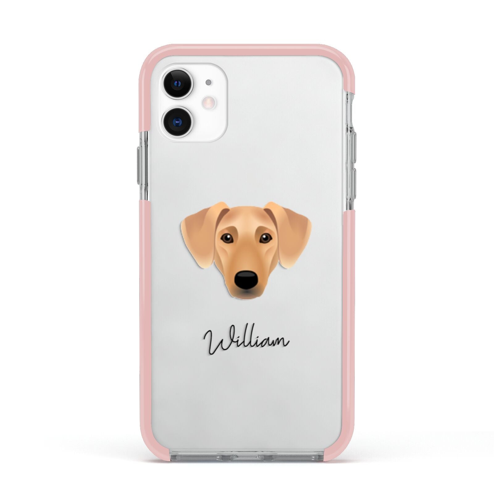 Azawakh Personalised Apple iPhone 11 in White with Pink Impact Case