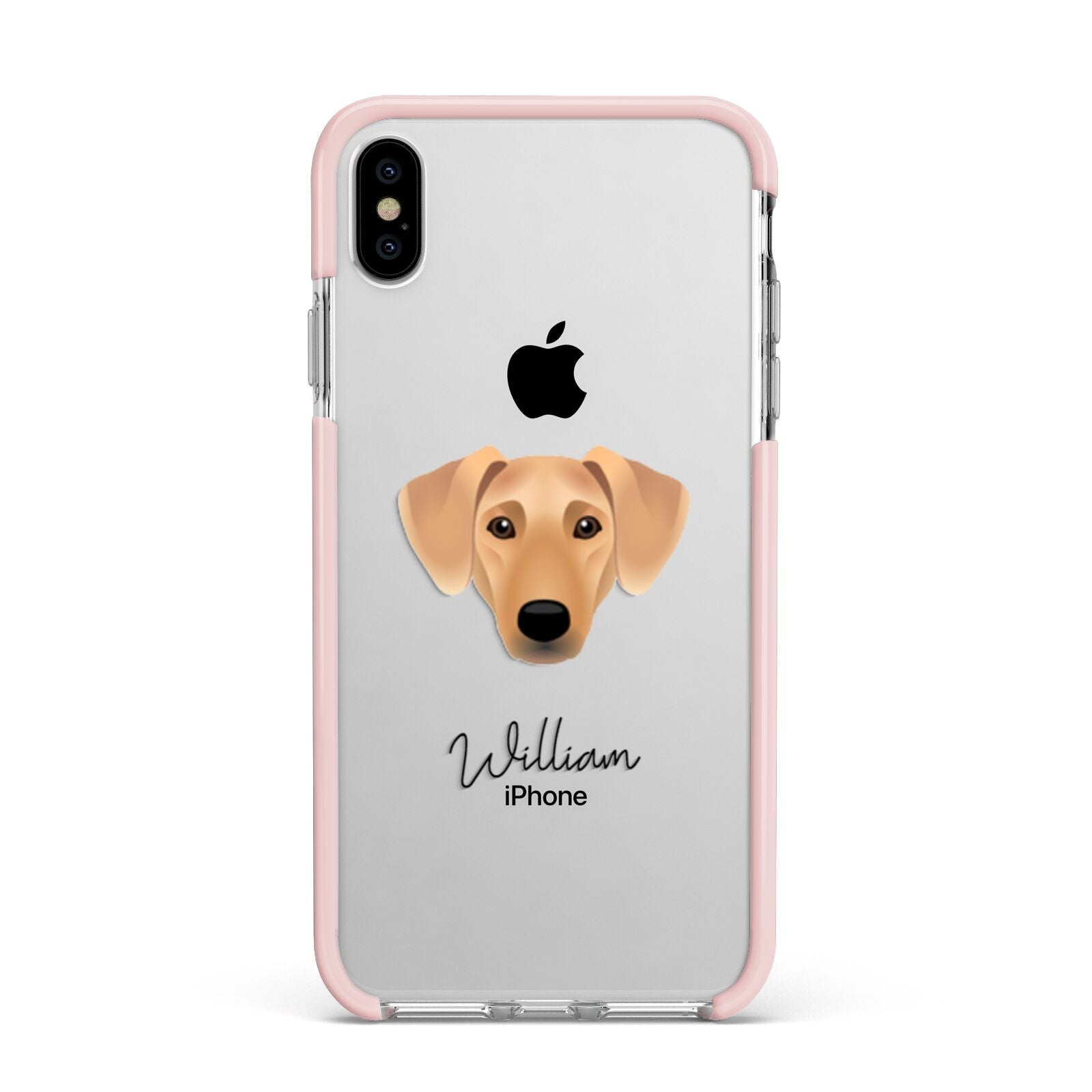 Azawakh Personalised Apple iPhone Xs Max Impact Case Pink Edge on Silver Phone