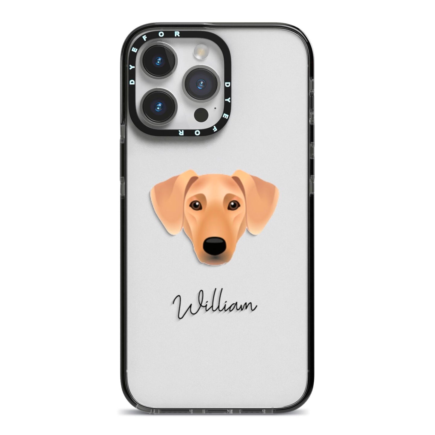 Azawakh Personalised iPhone 14 Pro Max Black Impact Case on Silver phone