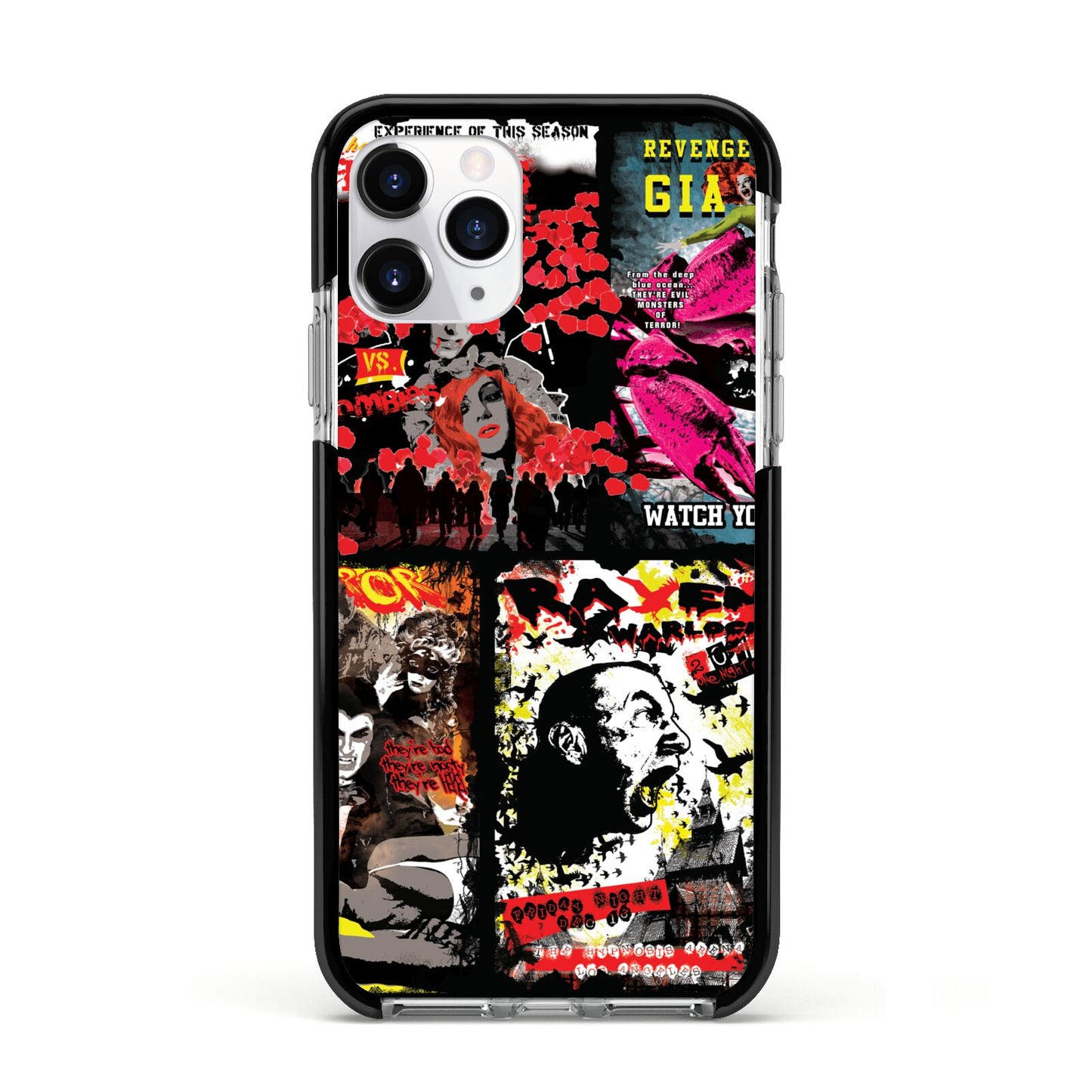 B Movie Posters Apple iPhone 11 Pro in Silver with Black Impact Case