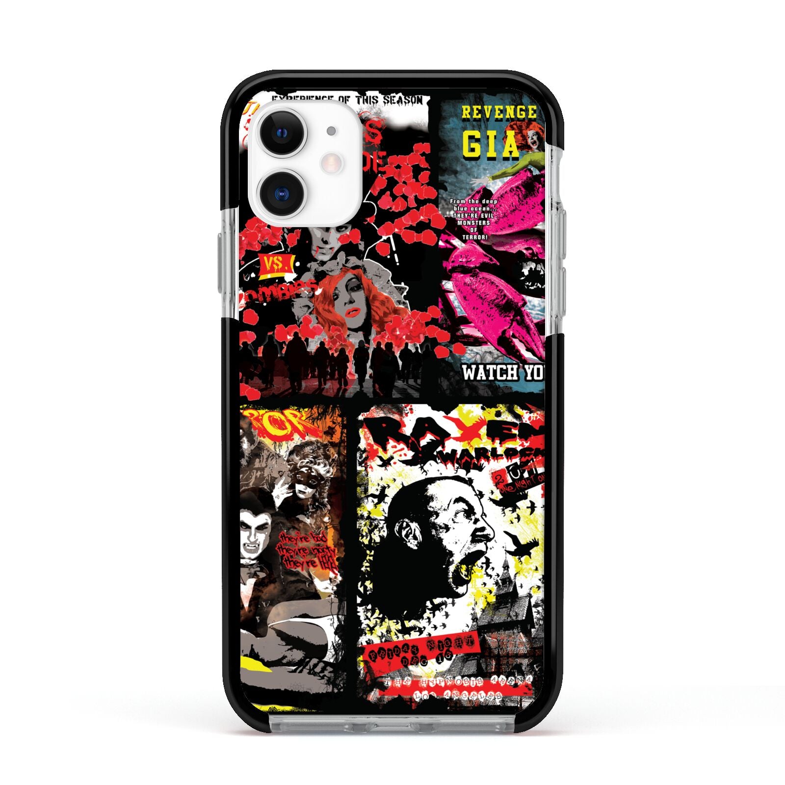B Movie Posters Apple iPhone 11 in White with Black Impact Case