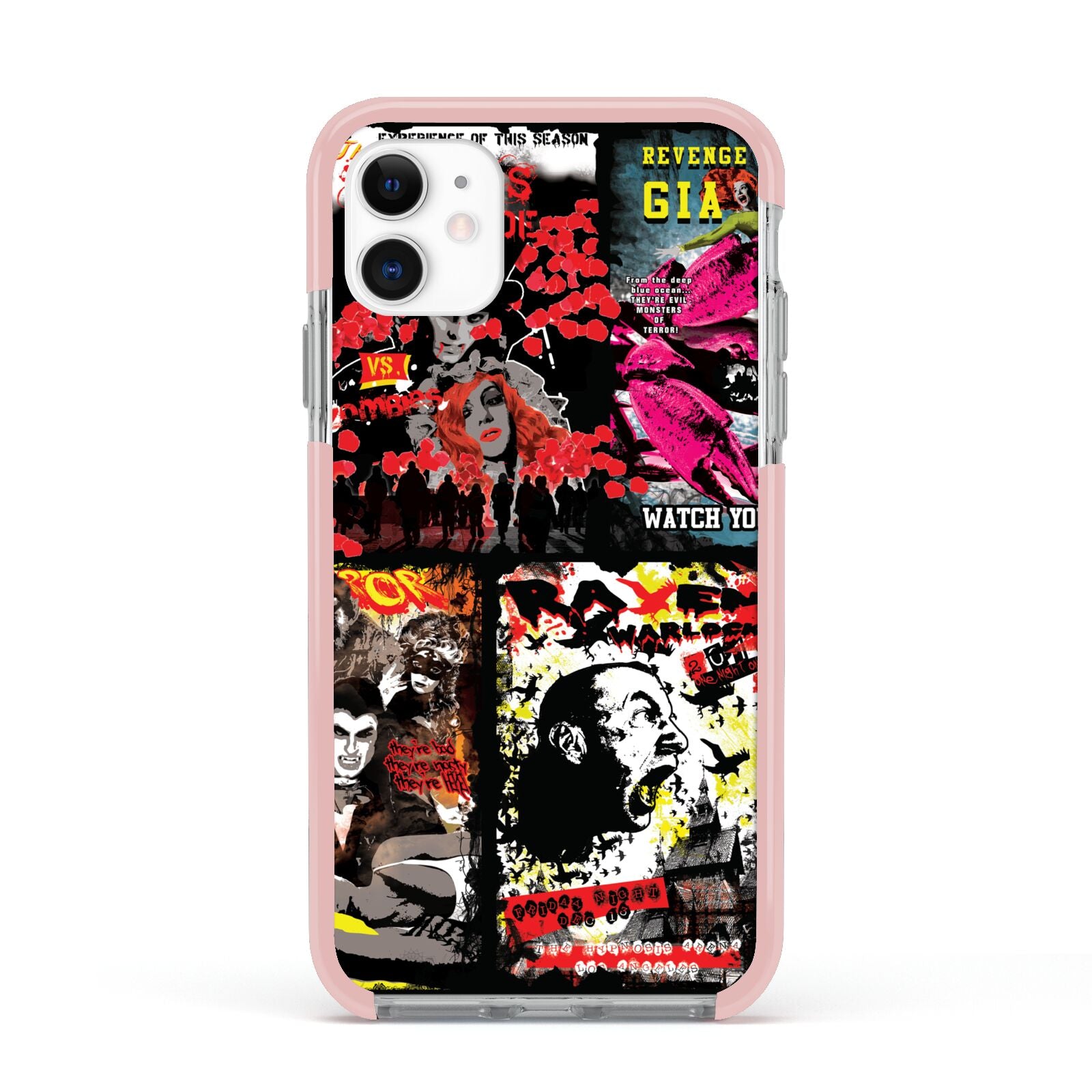 B Movie Posters Apple iPhone 11 in White with Pink Impact Case