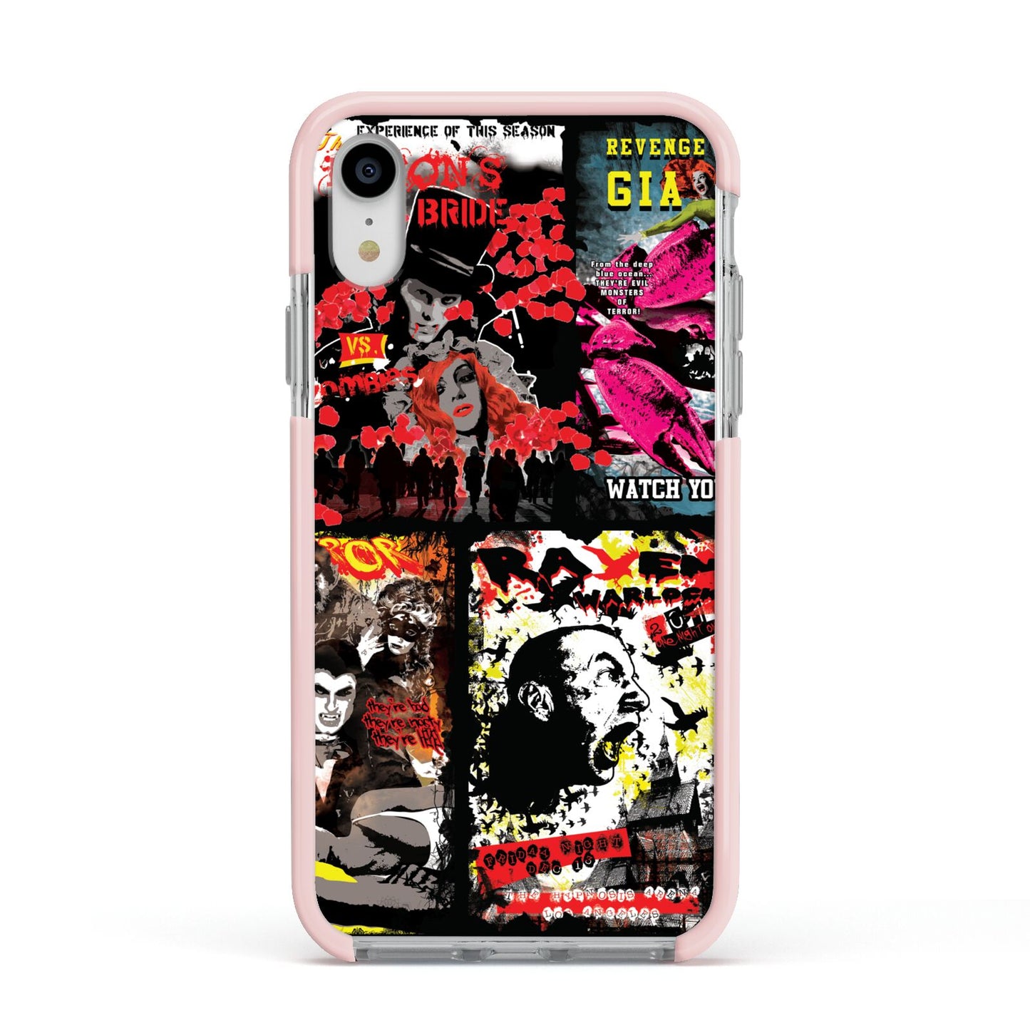 B Movie Posters Apple iPhone XR Impact Case Pink Edge on Silver Phone