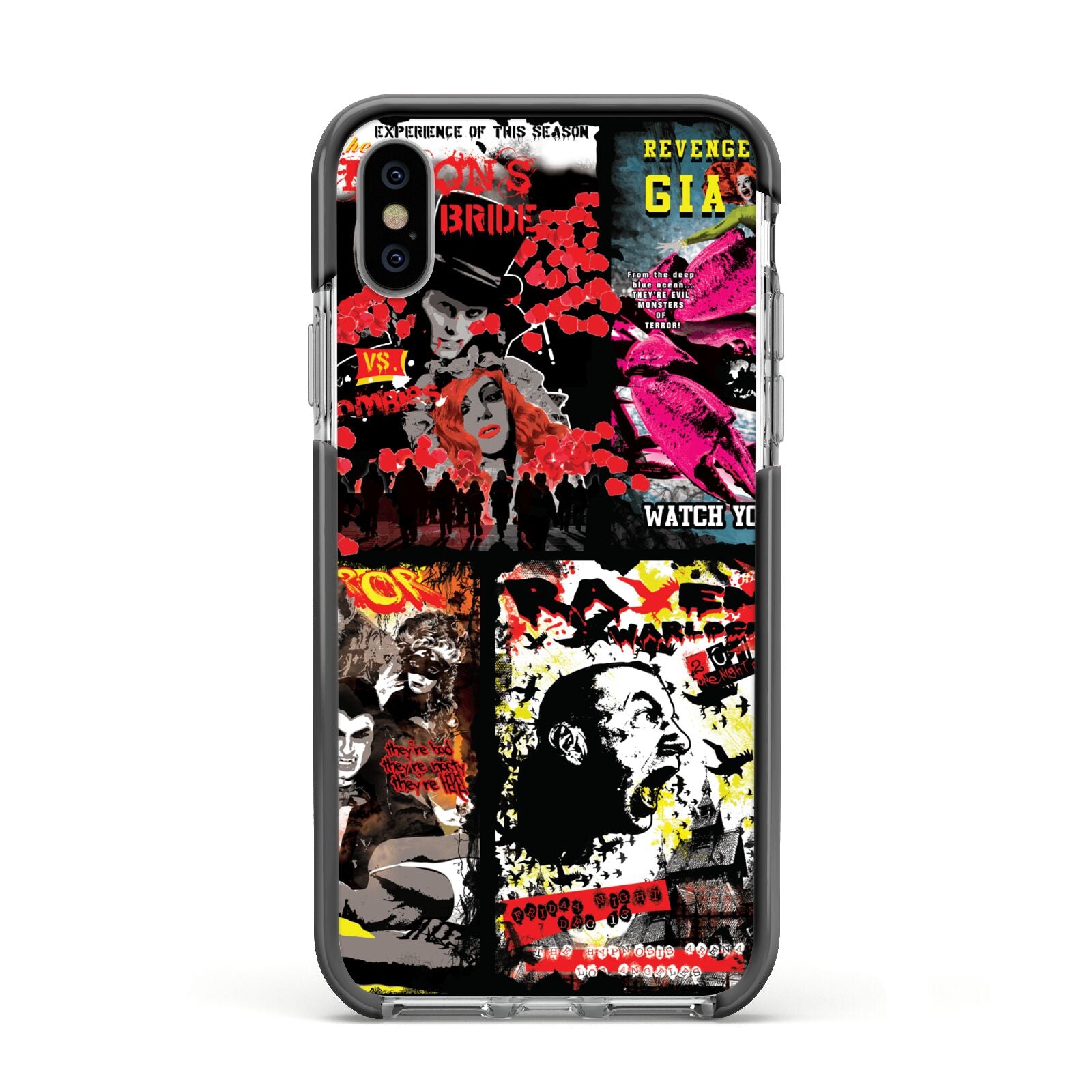 B Movie Posters Apple iPhone Xs Impact Case Black Edge on Silver Phone