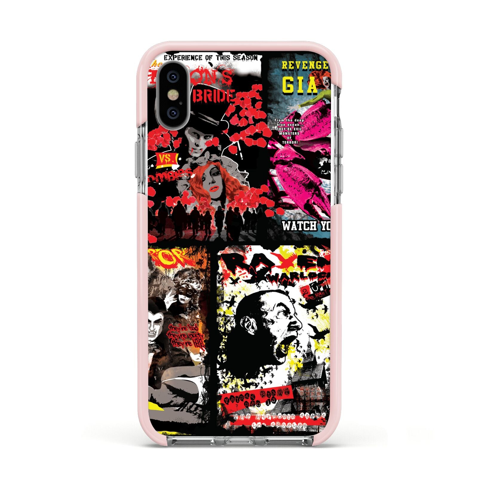 B Movie Posters Apple iPhone Xs Impact Case Pink Edge on Silver Phone