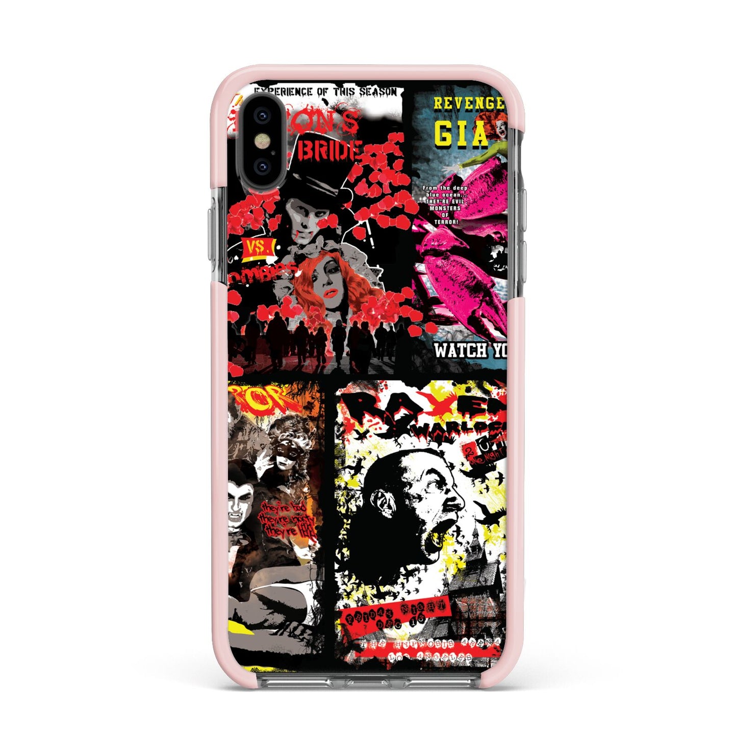 B Movie Posters Apple iPhone Xs Max Impact Case Pink Edge on Black Phone