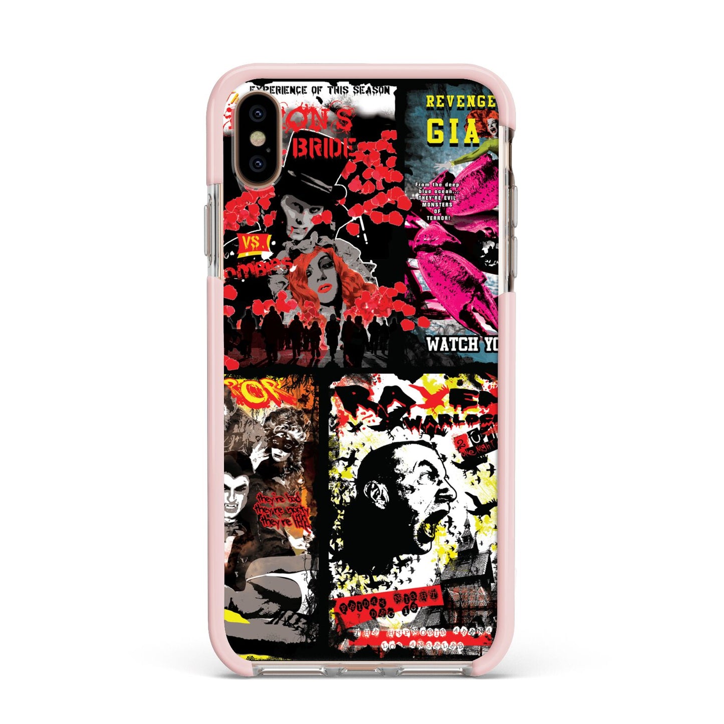 B Movie Posters Apple iPhone Xs Max Impact Case Pink Edge on Gold Phone
