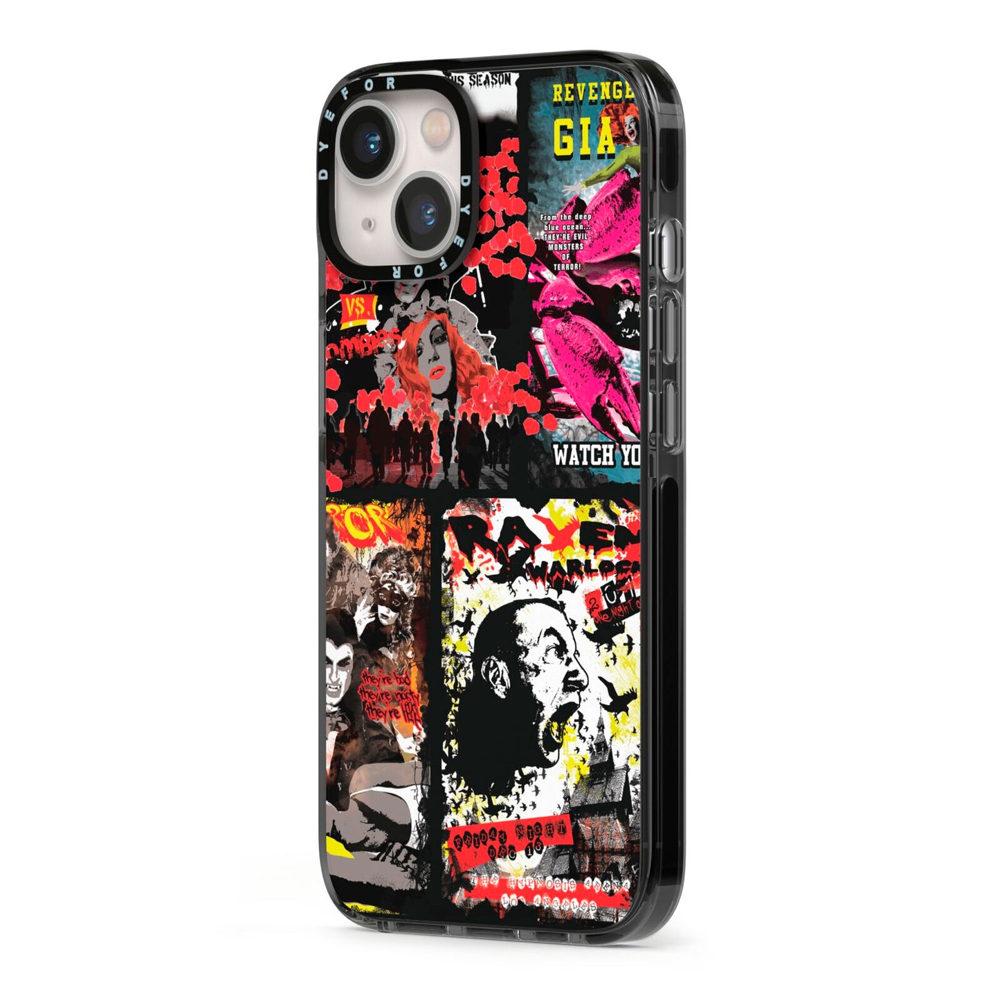 B Movie Posters iPhone 13 Black Impact Case Side Angle on Silver phone