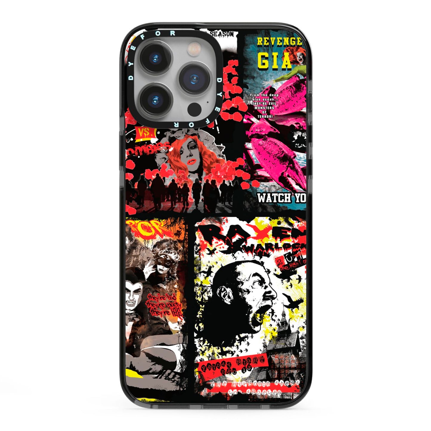 B Movie Posters iPhone 13 Pro Max Black Impact Case on Silver phone