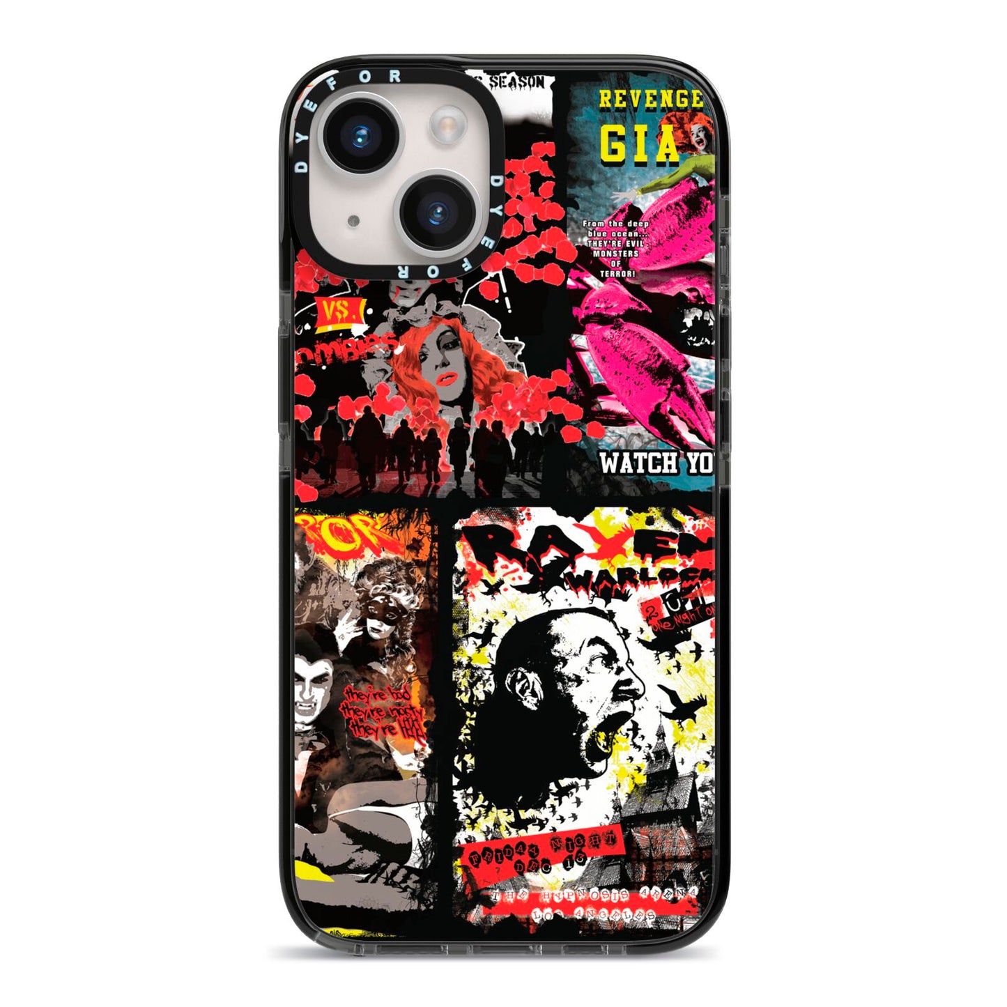 B Movie Posters iPhone 14 Black Impact Case on Silver phone