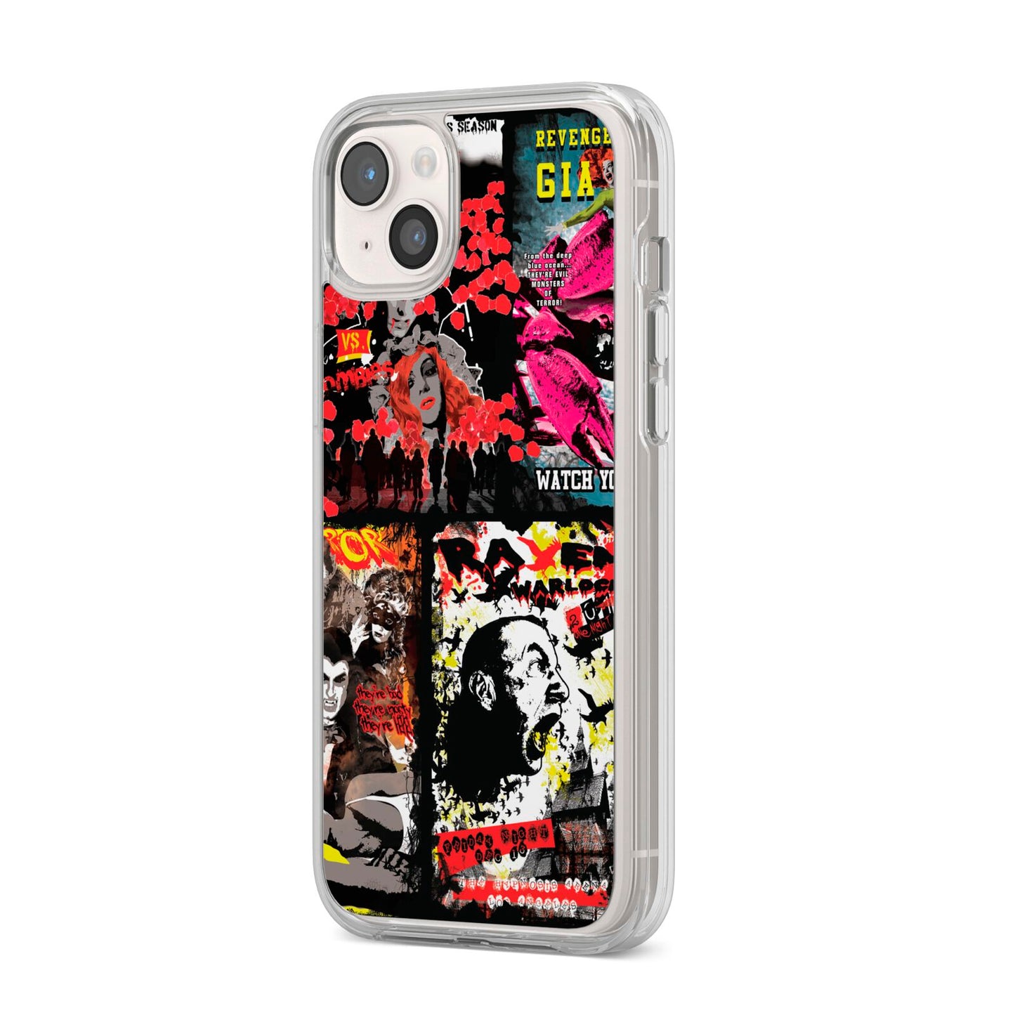 B Movie Posters iPhone 14 Plus Clear Tough Case Starlight Angled Image