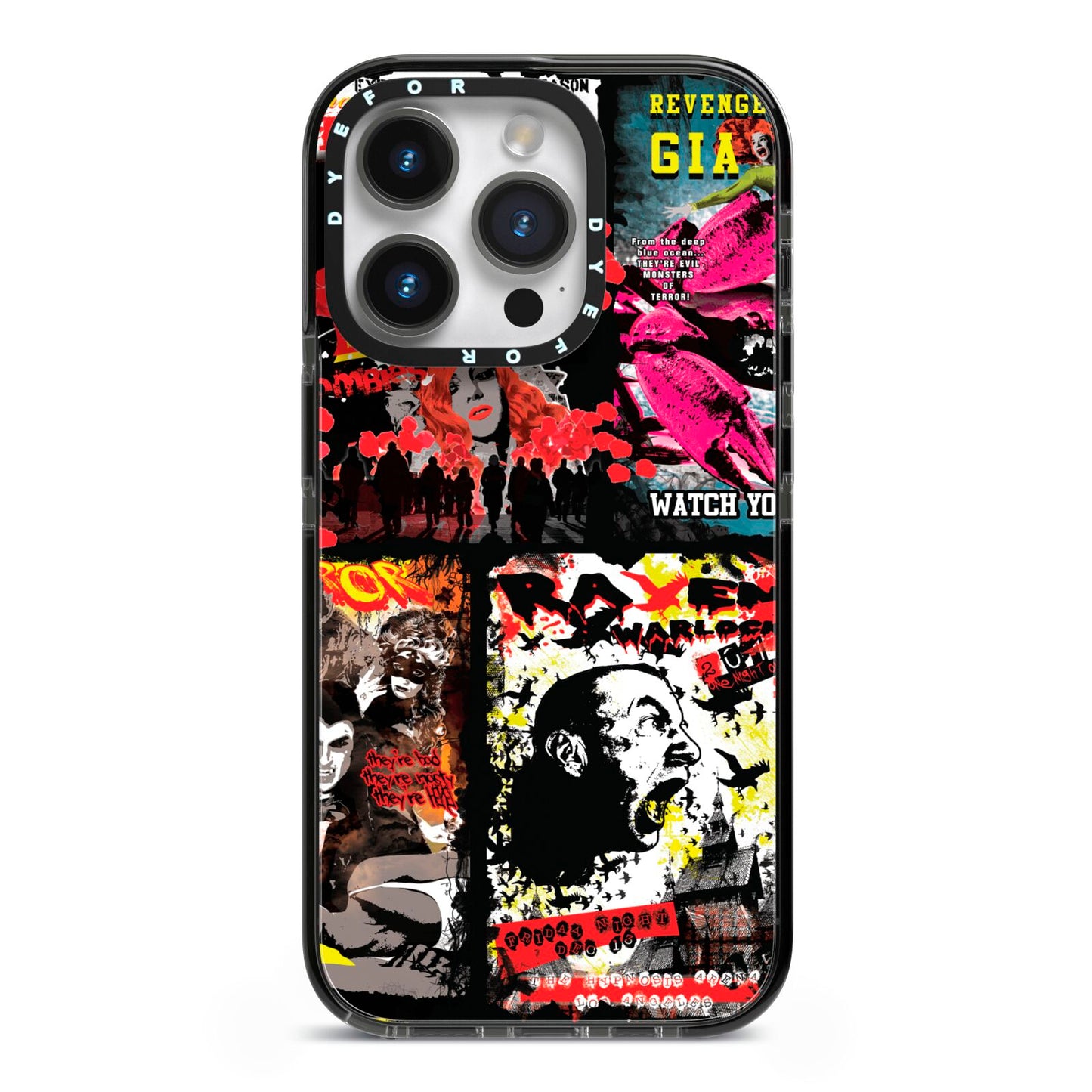 B Movie Posters iPhone 14 Pro Black Impact Case on Silver phone
