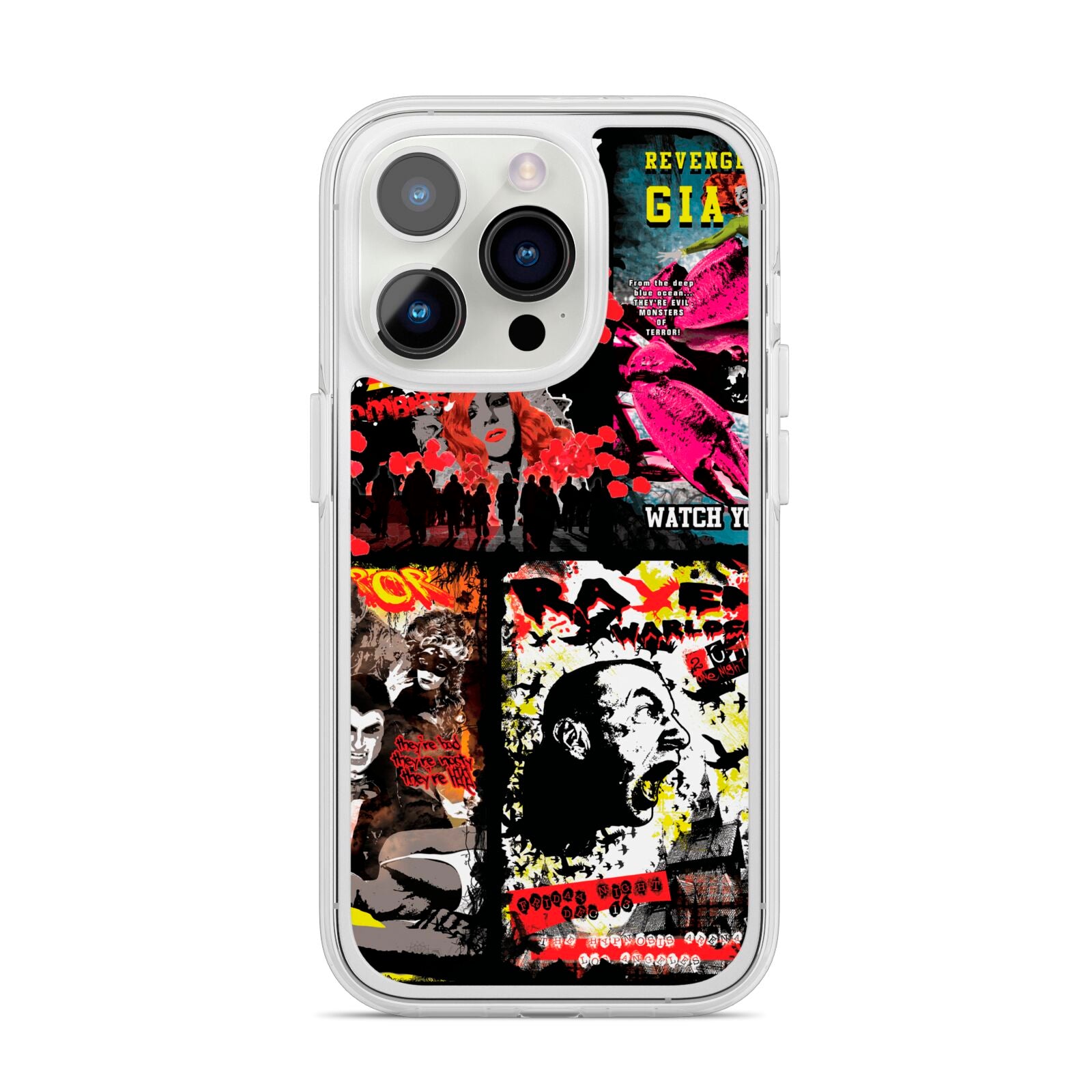 B Movie Posters iPhone 14 Pro Clear Tough Case Silver