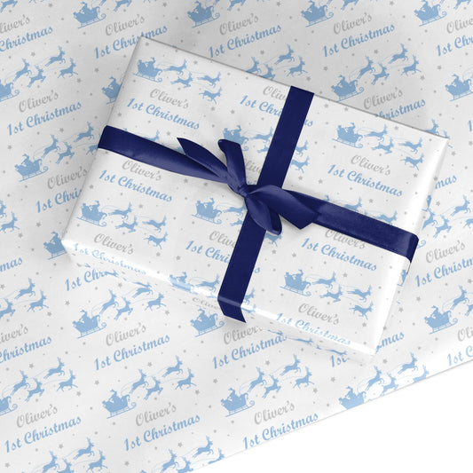 Baby Boy First Christmas Personalised Custom Wrapping Paper