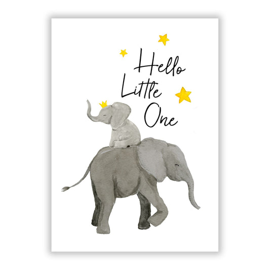Baby Elephant A5 Flat Greetings Card