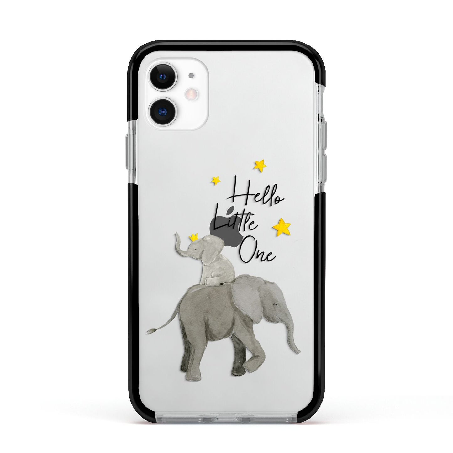 Baby Elephant Apple iPhone 11 in White with Black Impact Case