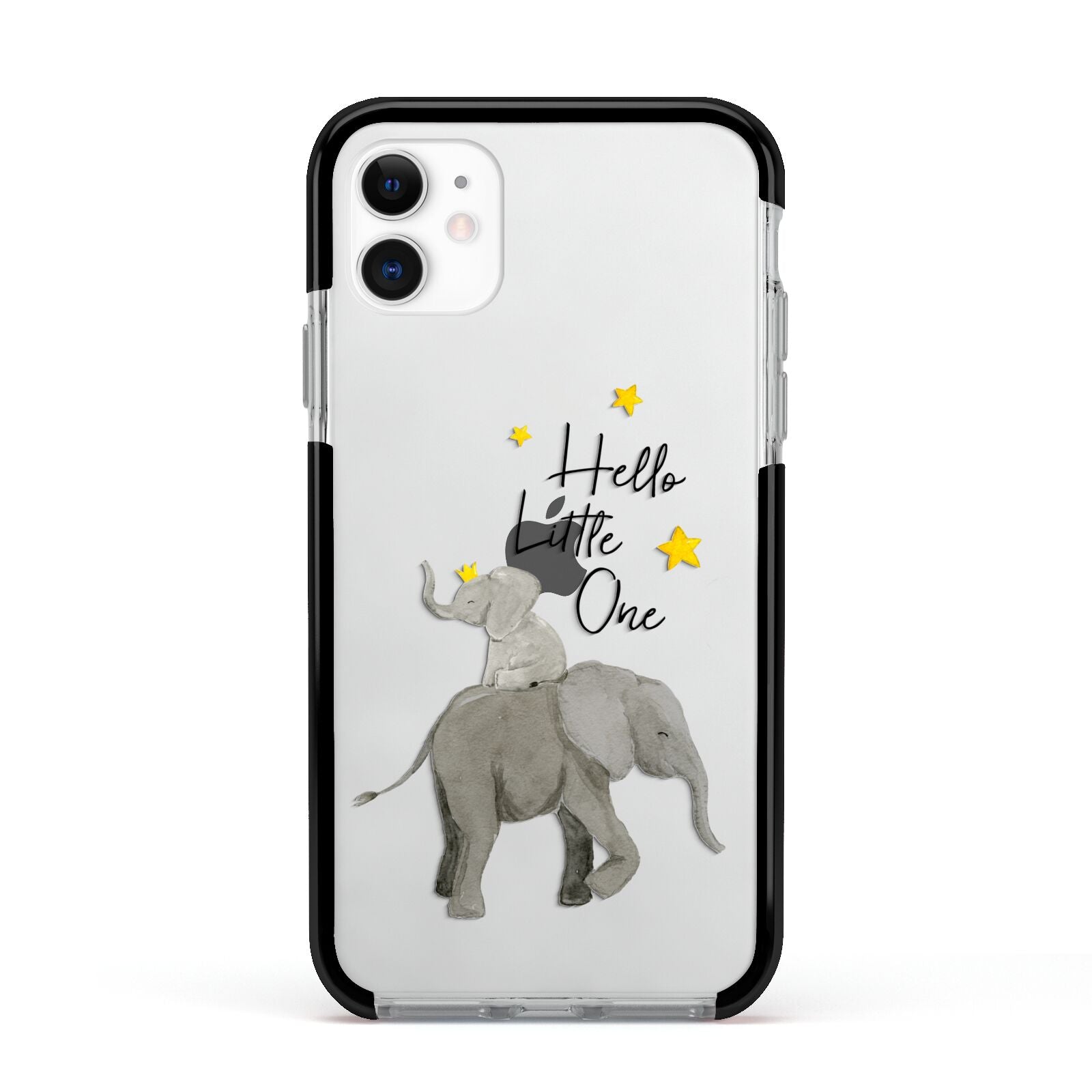 Baby Elephant Apple iPhone 11 in White with Black Impact Case