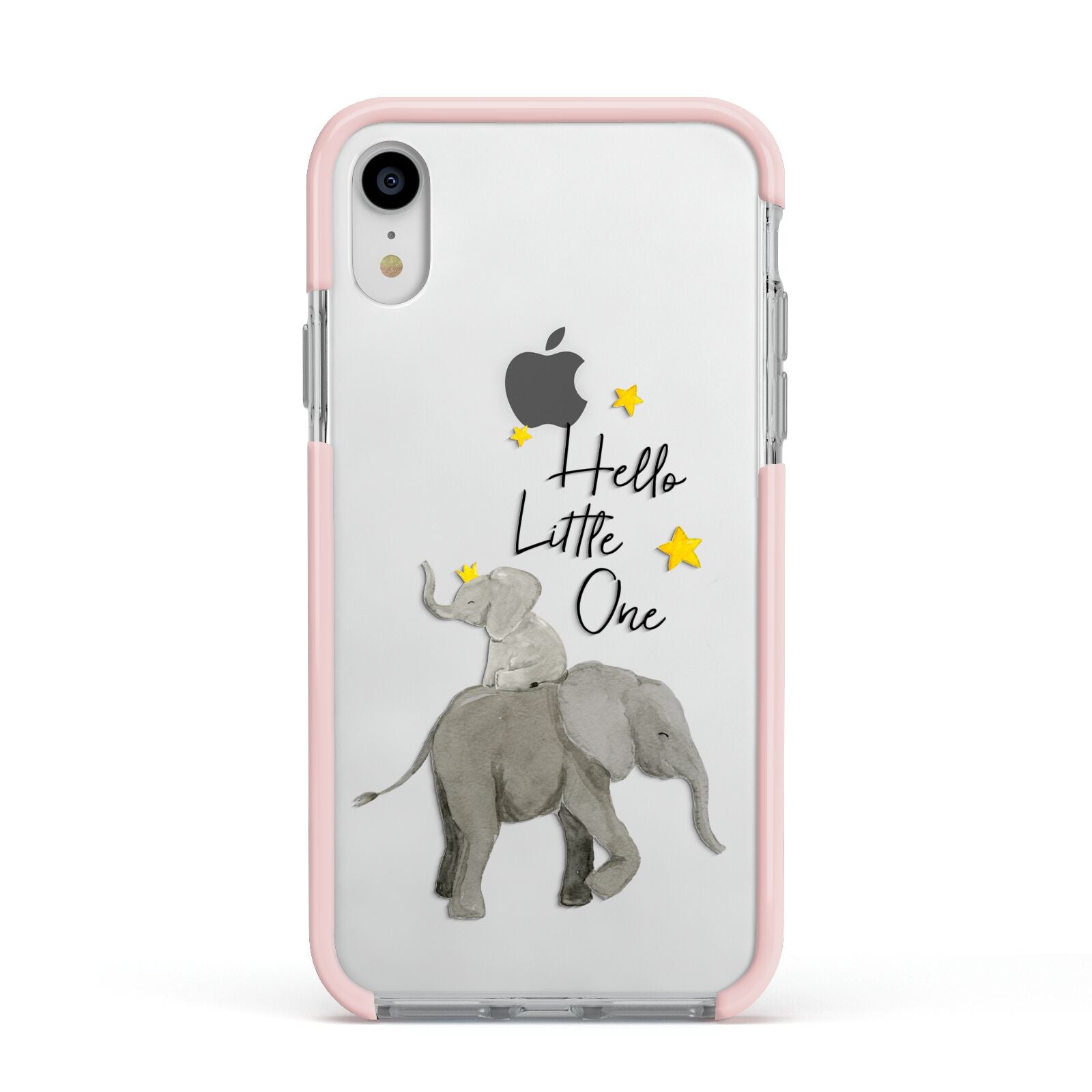 Baby Elephant Apple iPhone XR Impact Case Pink Edge on Silver Phone