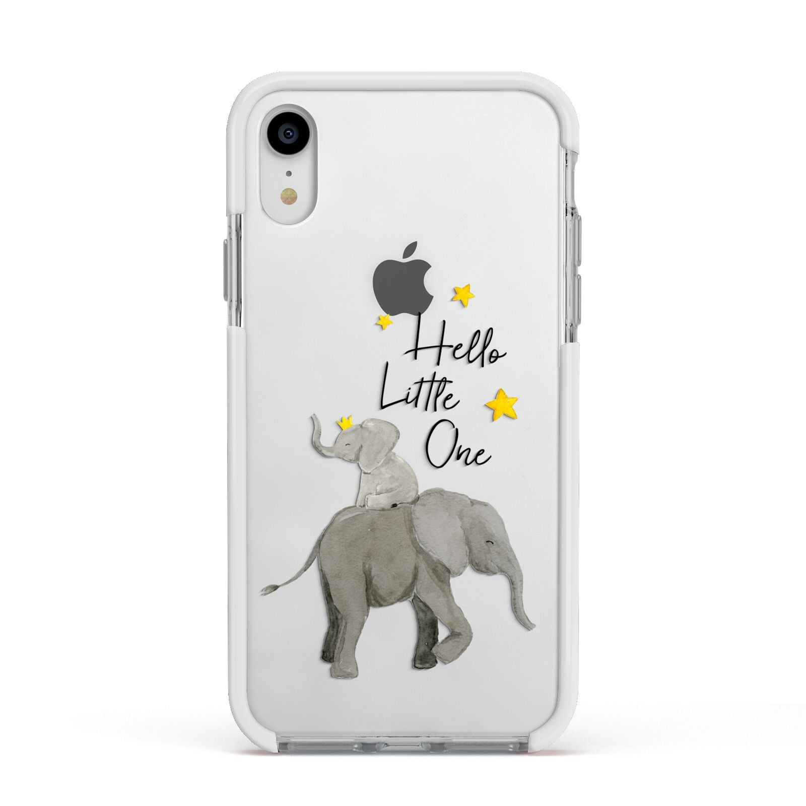 Baby Elephant Apple iPhone XR Impact Case White Edge on Silver Phone