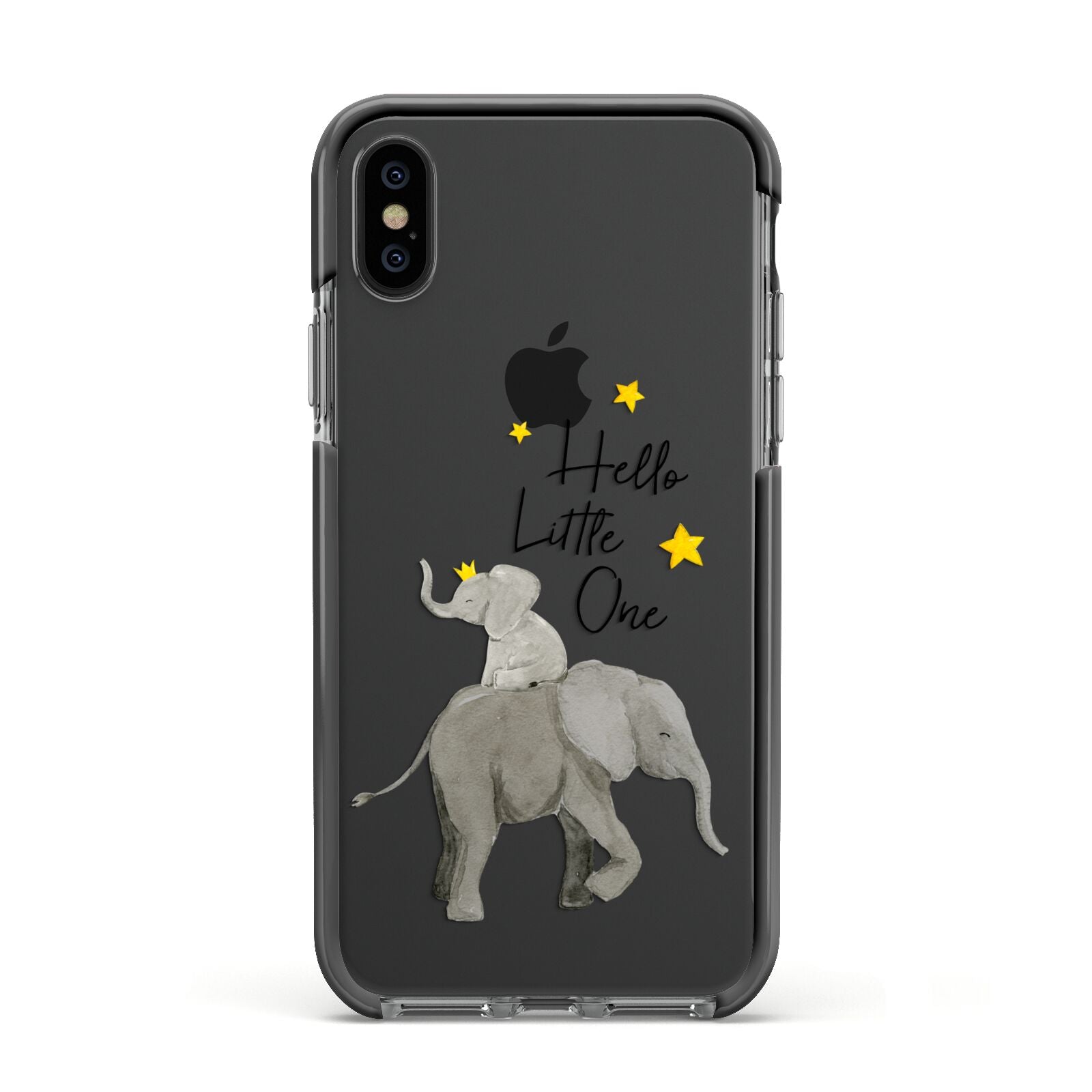 Baby Elephant Apple iPhone Xs Impact Case Black Edge on Black Phone