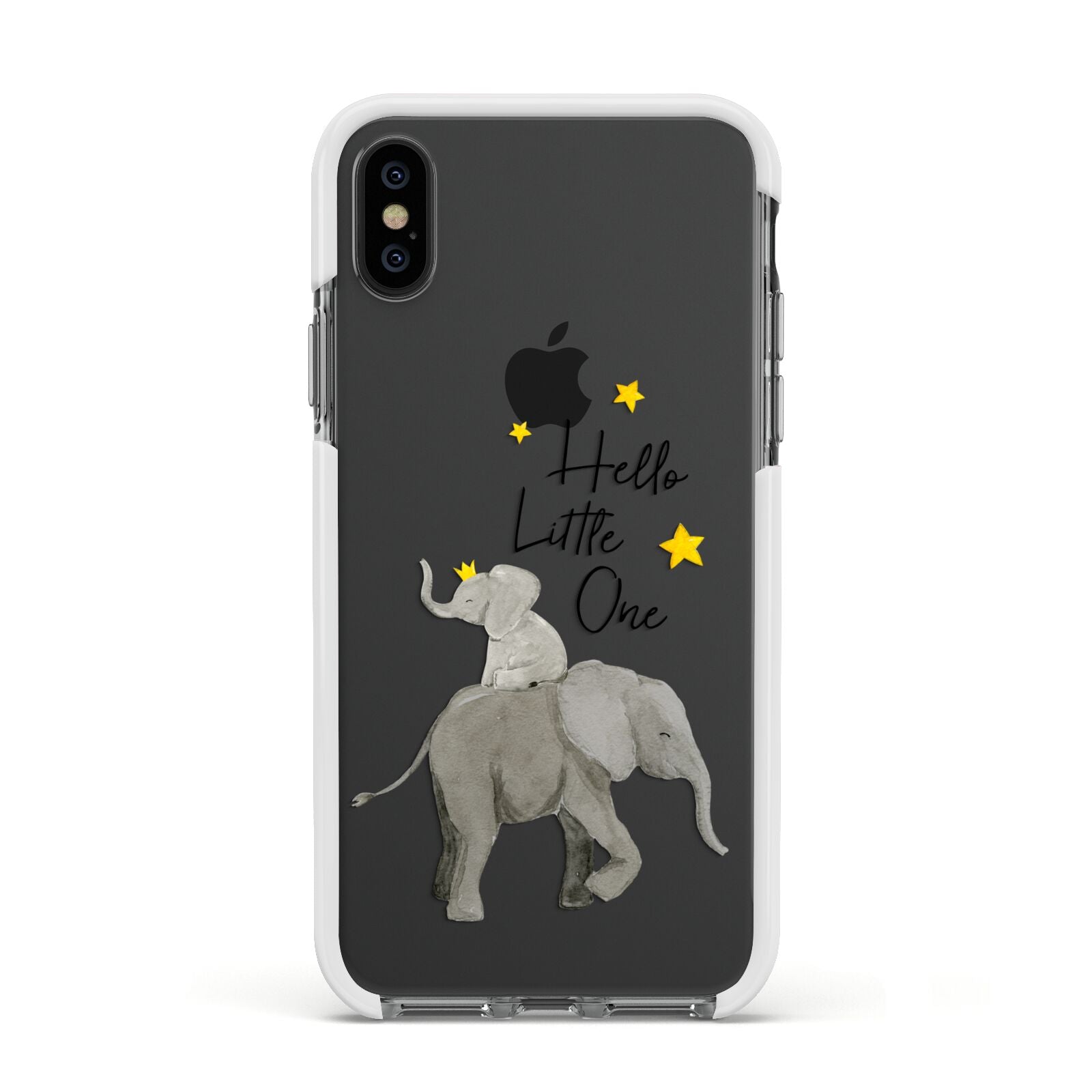 Baby Elephant Apple iPhone Xs Impact Case White Edge on Black Phone