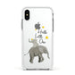 Baby Elephant Apple iPhone Xs Impact Case White Edge on Silver Phone