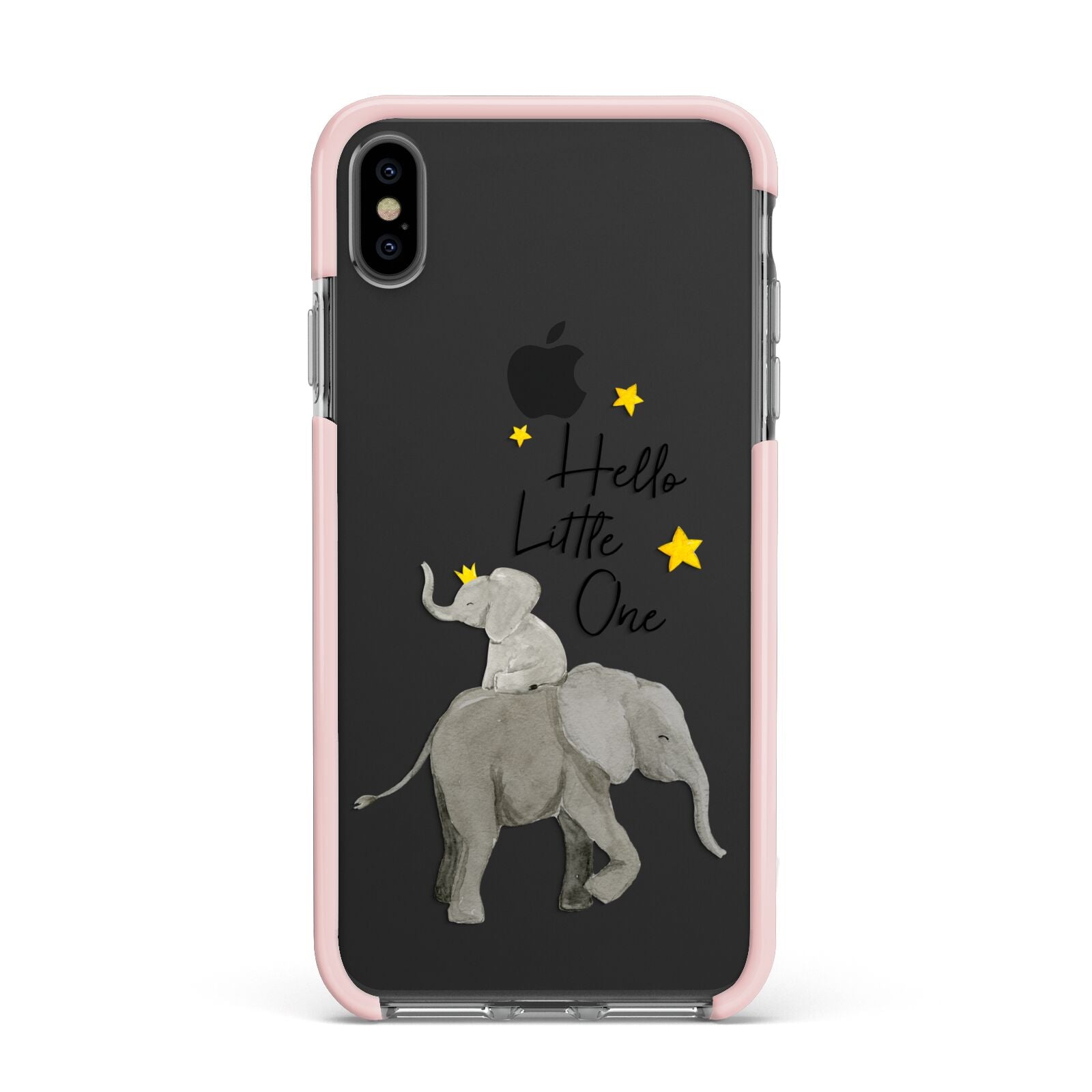 Baby Elephant Apple iPhone Xs Max Impact Case Pink Edge on Black Phone
