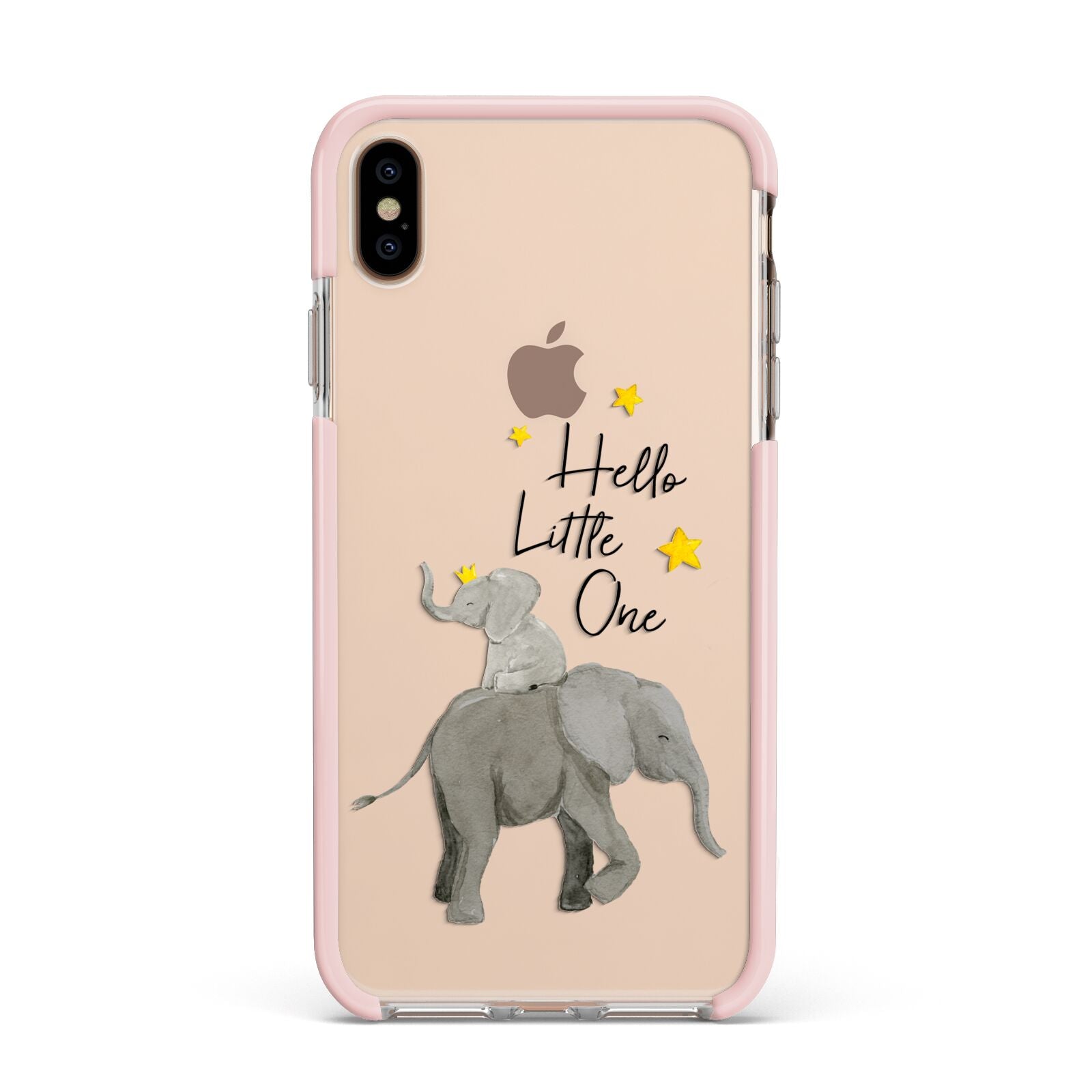 Baby Elephant Apple iPhone Xs Max Impact Case Pink Edge on Gold Phone