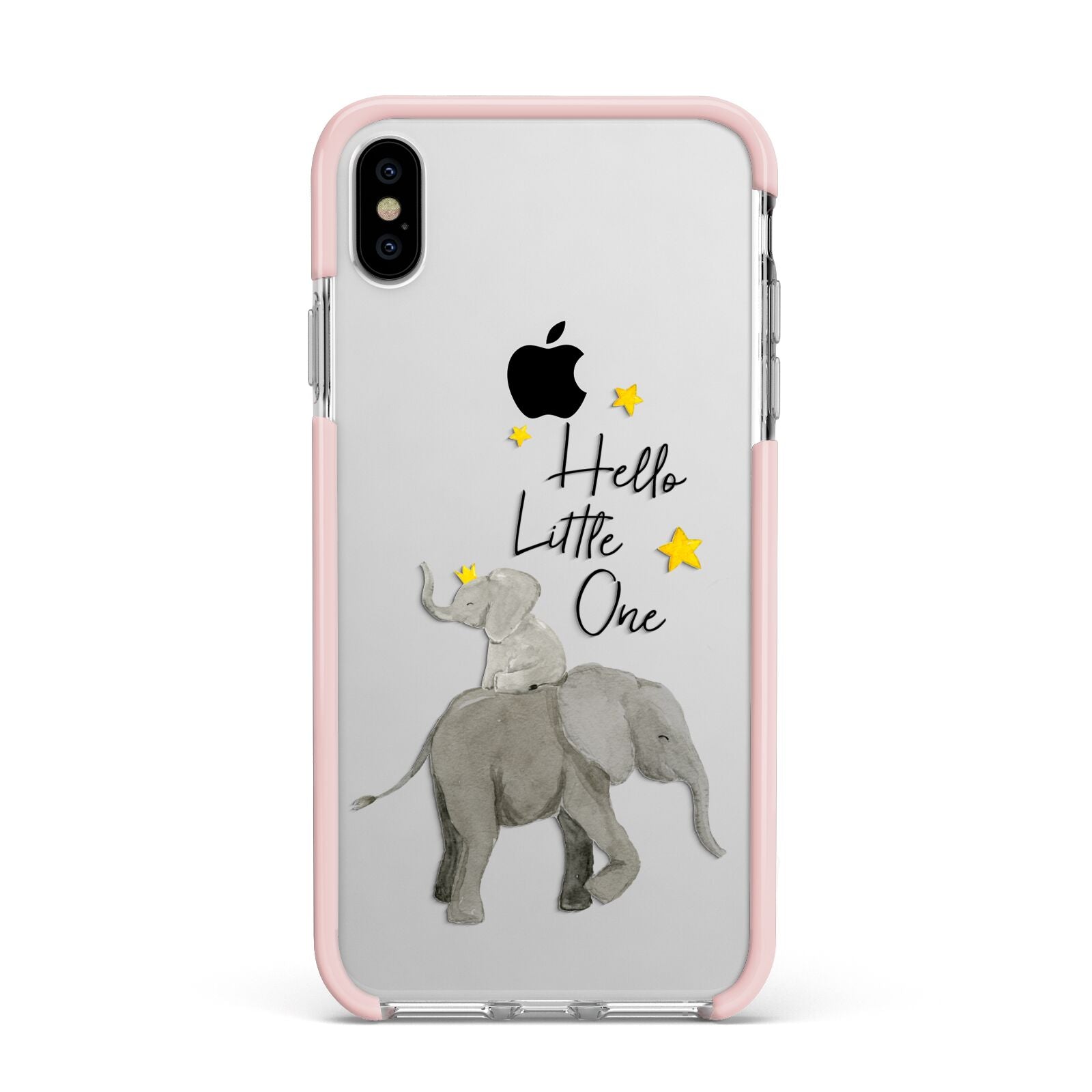 Baby Elephant Apple iPhone Xs Max Impact Case Pink Edge on Silver Phone