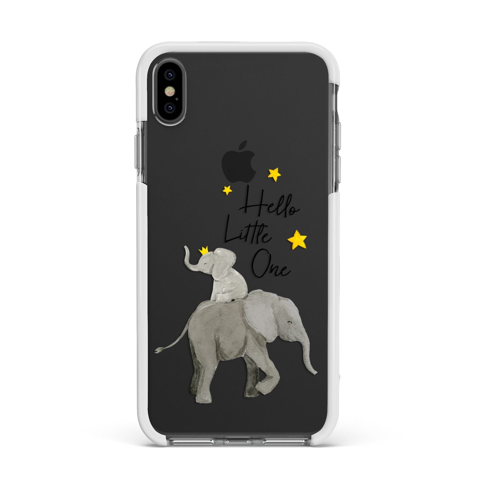 Baby Elephant Apple iPhone Xs Max Impact Case White Edge on Black Phone