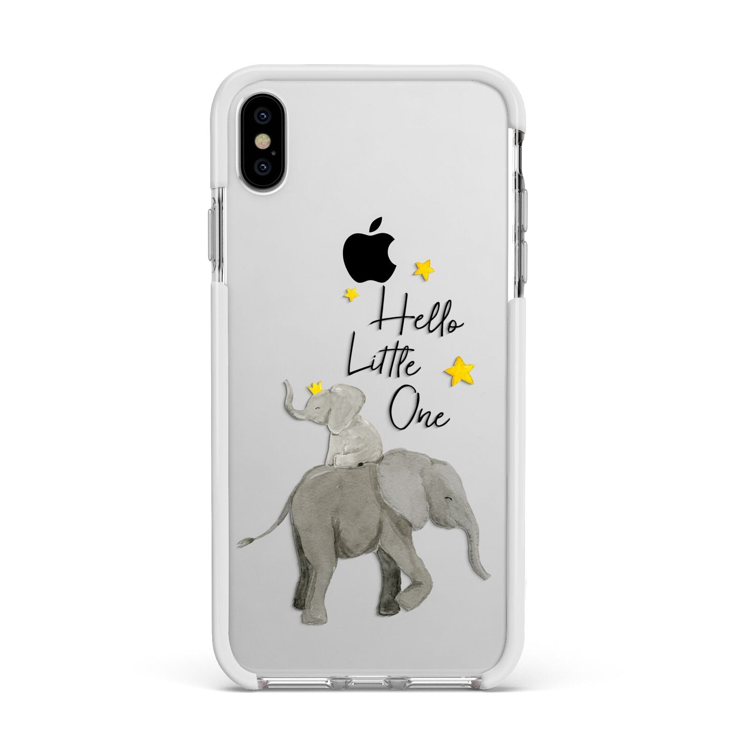 Baby Elephant Apple iPhone Xs Max Impact Case White Edge on Silver Phone