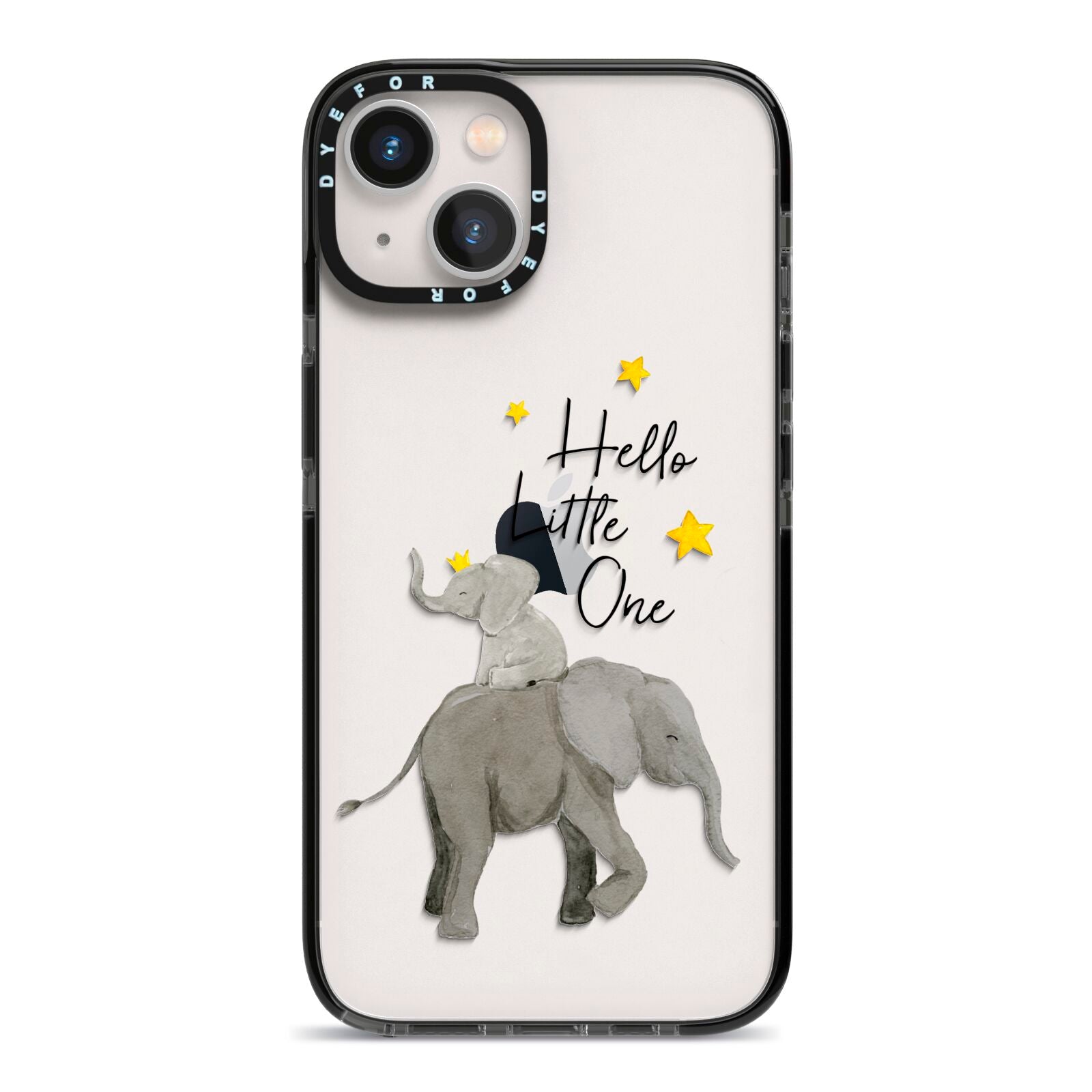 Baby Elephant iPhone 13 Black Impact Case on Silver phone