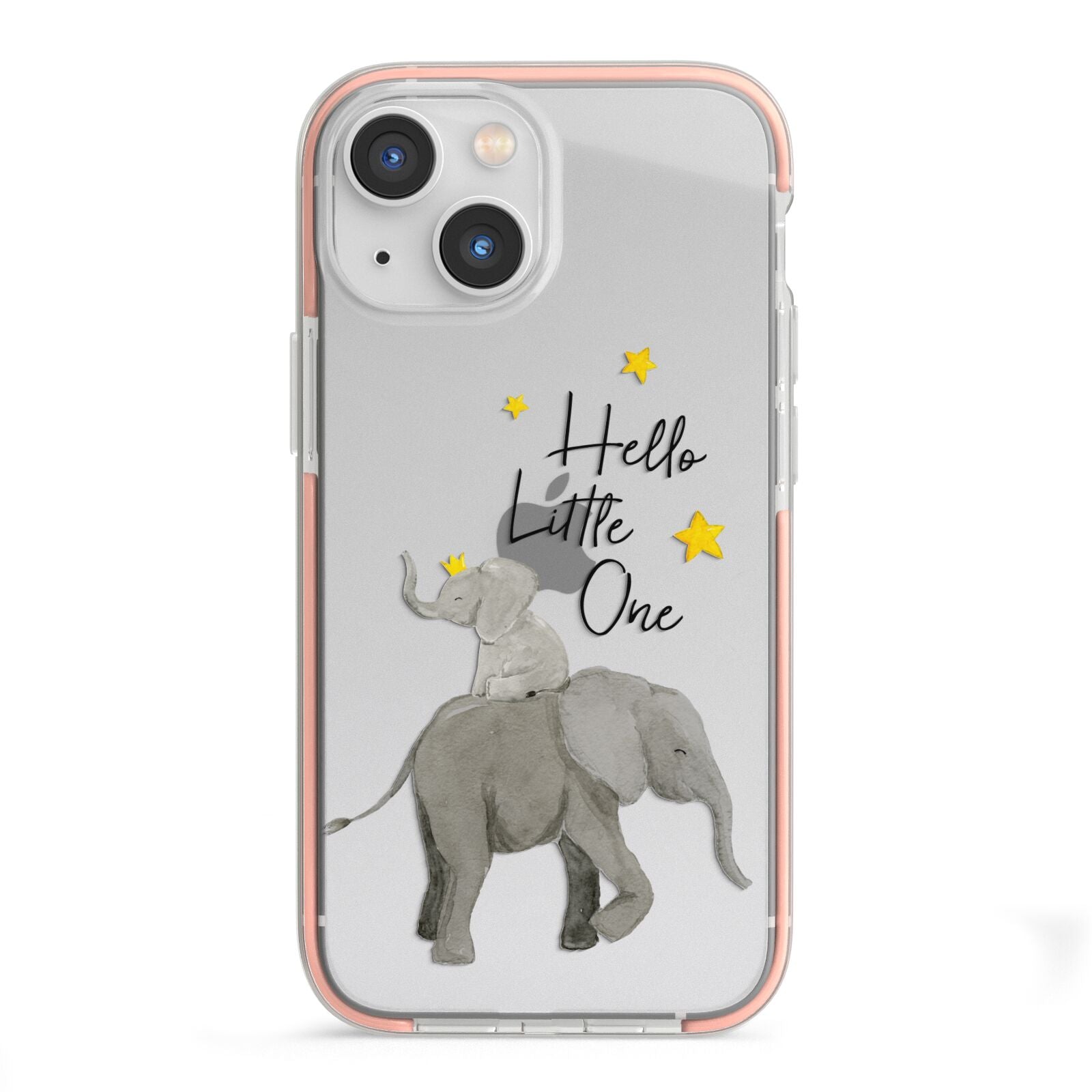 Baby Elephant iPhone 13 Mini TPU Impact Case with Pink Edges