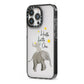 Baby Elephant iPhone 13 Pro Black Impact Case Side Angle on Silver phone