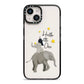 Baby Elephant iPhone 14 Black Impact Case on Silver phone