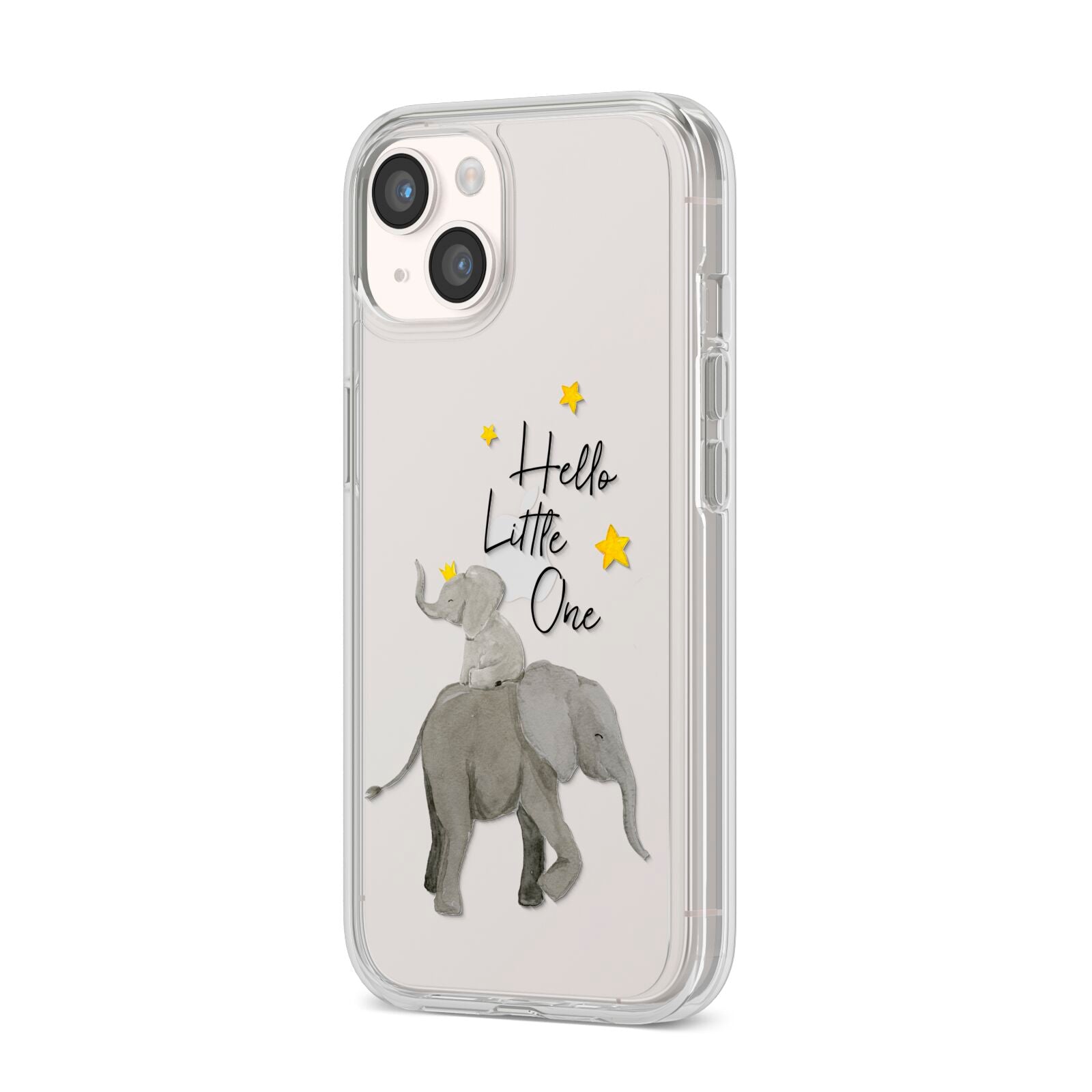 Baby Elephant iPhone 14 Clear Tough Case Starlight Angled Image
