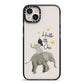 Baby Elephant iPhone 14 Plus Black Impact Case on Silver phone