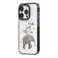 Baby Elephant iPhone 14 Pro Black Impact Case Side Angle on Silver phone