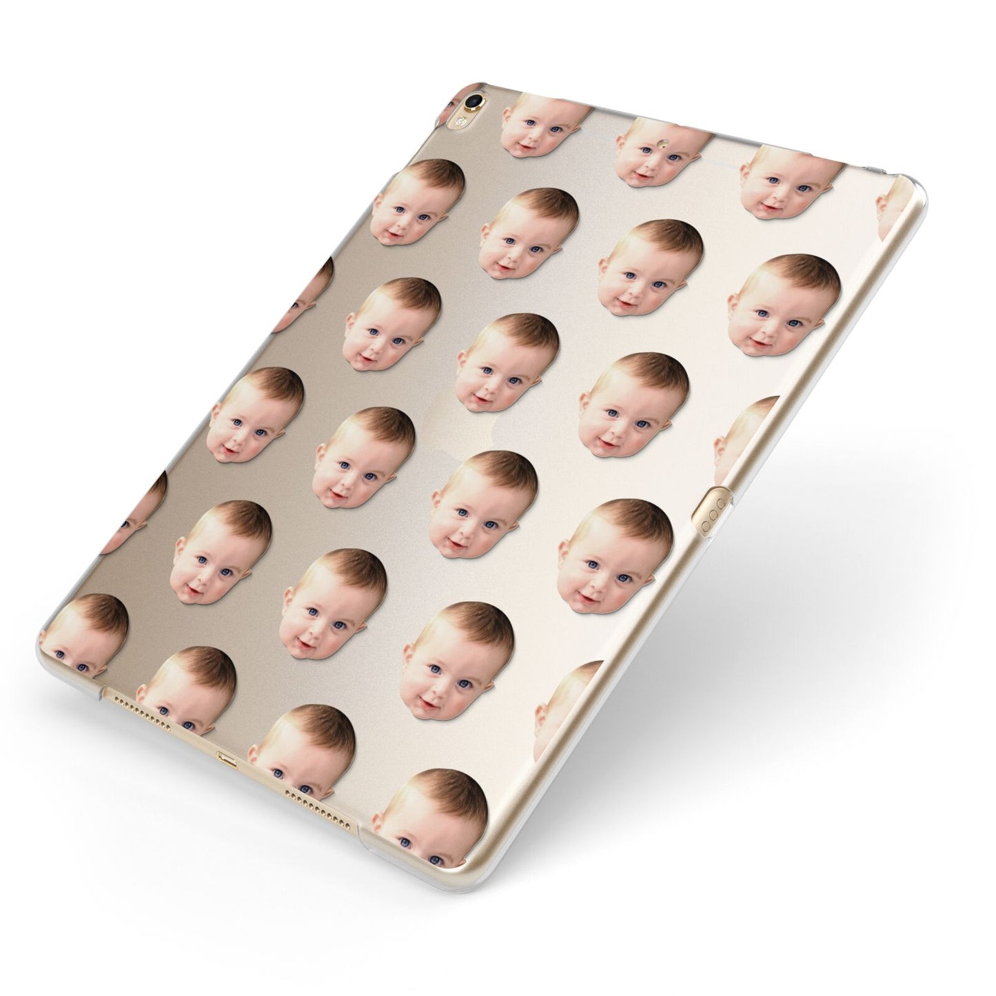 Baby Face Apple iPad Case on Gold iPad Side View