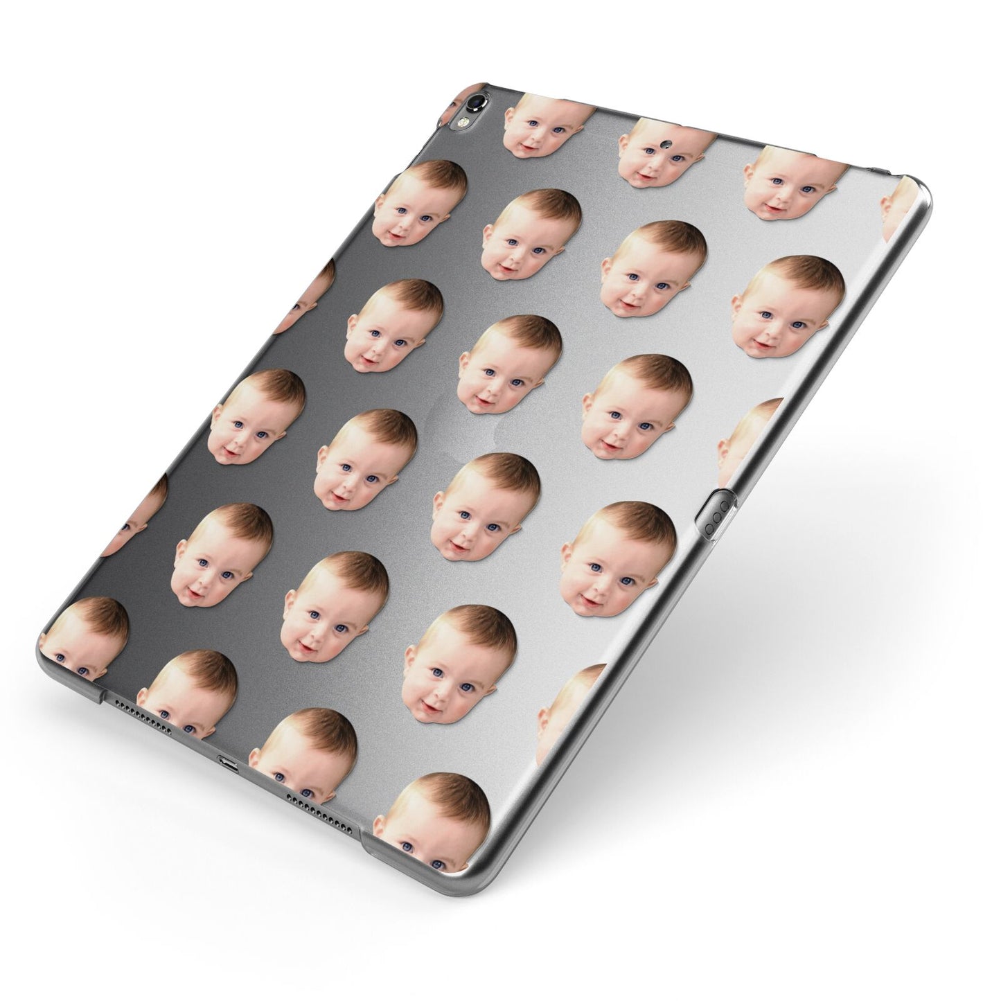 Baby Face Apple iPad Case on Grey iPad Side View