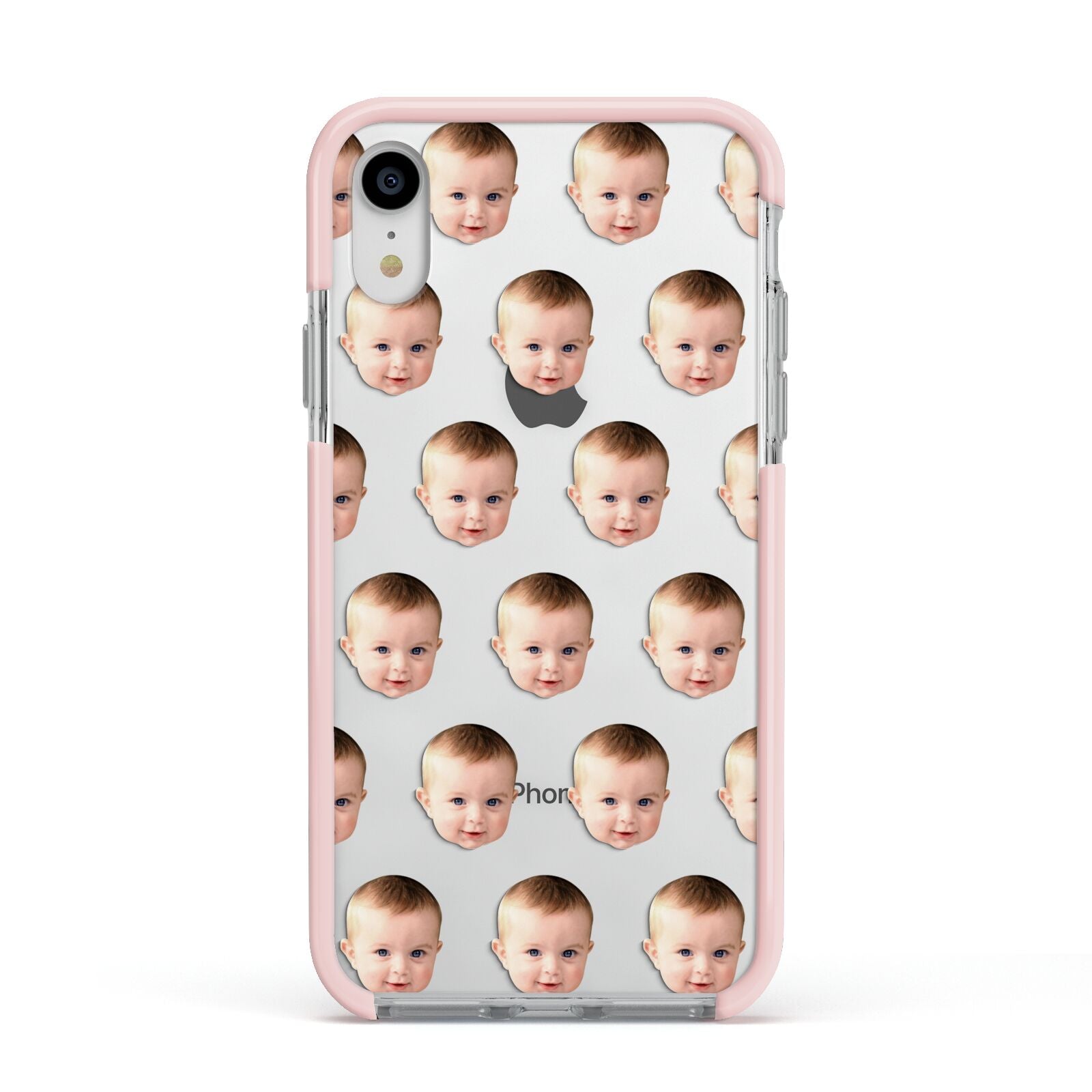 Baby Face Apple iPhone XR Impact Case Pink Edge on Silver Phone