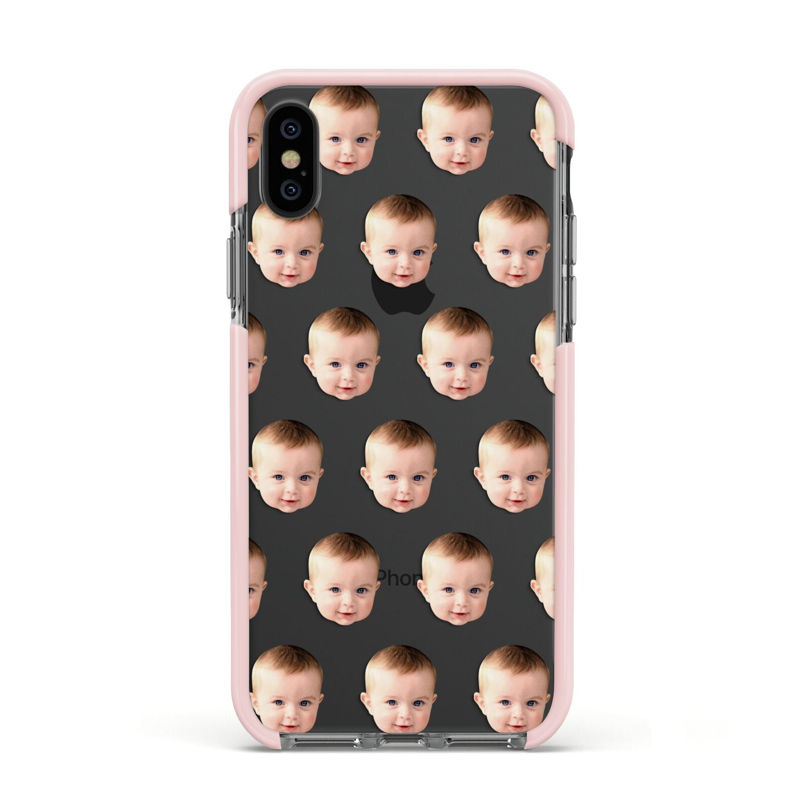 Baby Face Apple iPhone Xs Impact Case Pink Edge on Black Phone