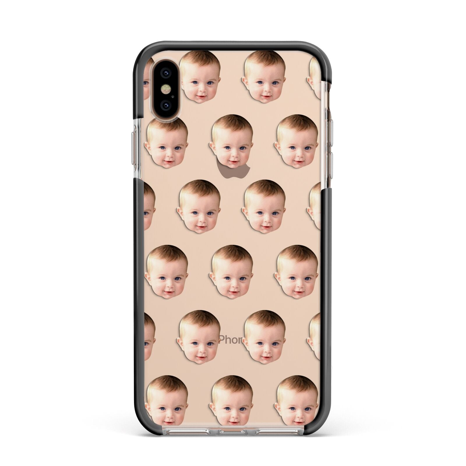Baby Face Apple iPhone Xs Max Impact Case Black Edge on Gold Phone