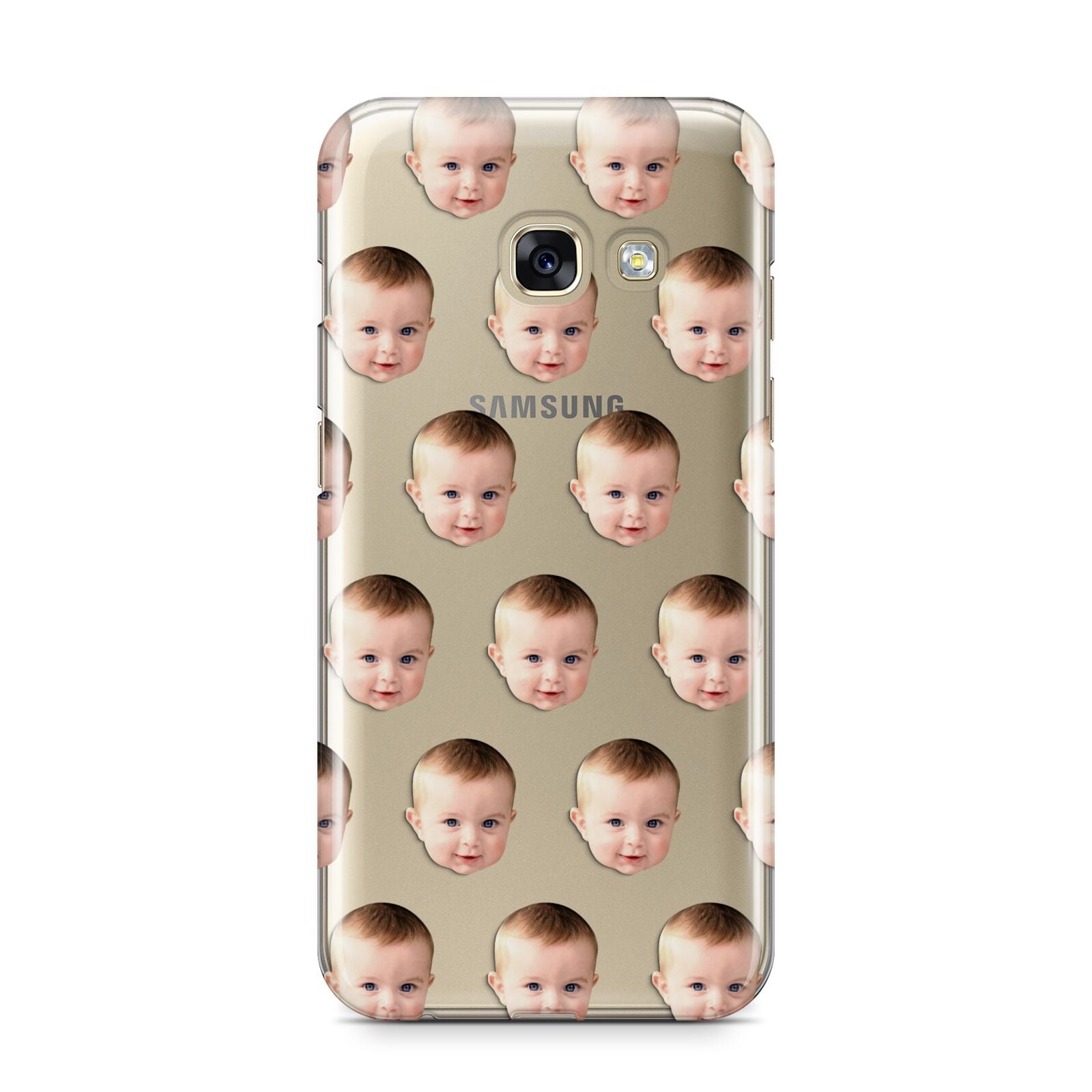 Baby Face Samsung Galaxy A3 2017 Case on gold phone